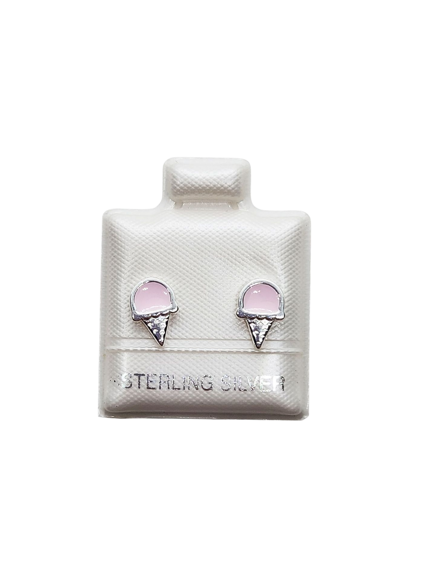 Par de Broquel helado rosa plata 925