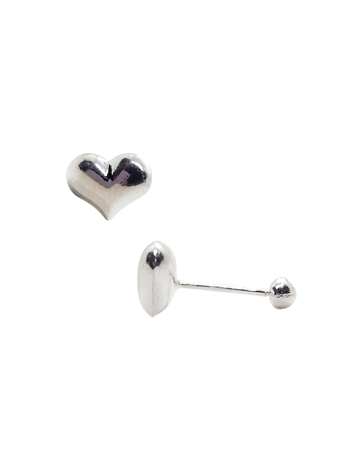 Par de Broquel corazón bombis plata 925