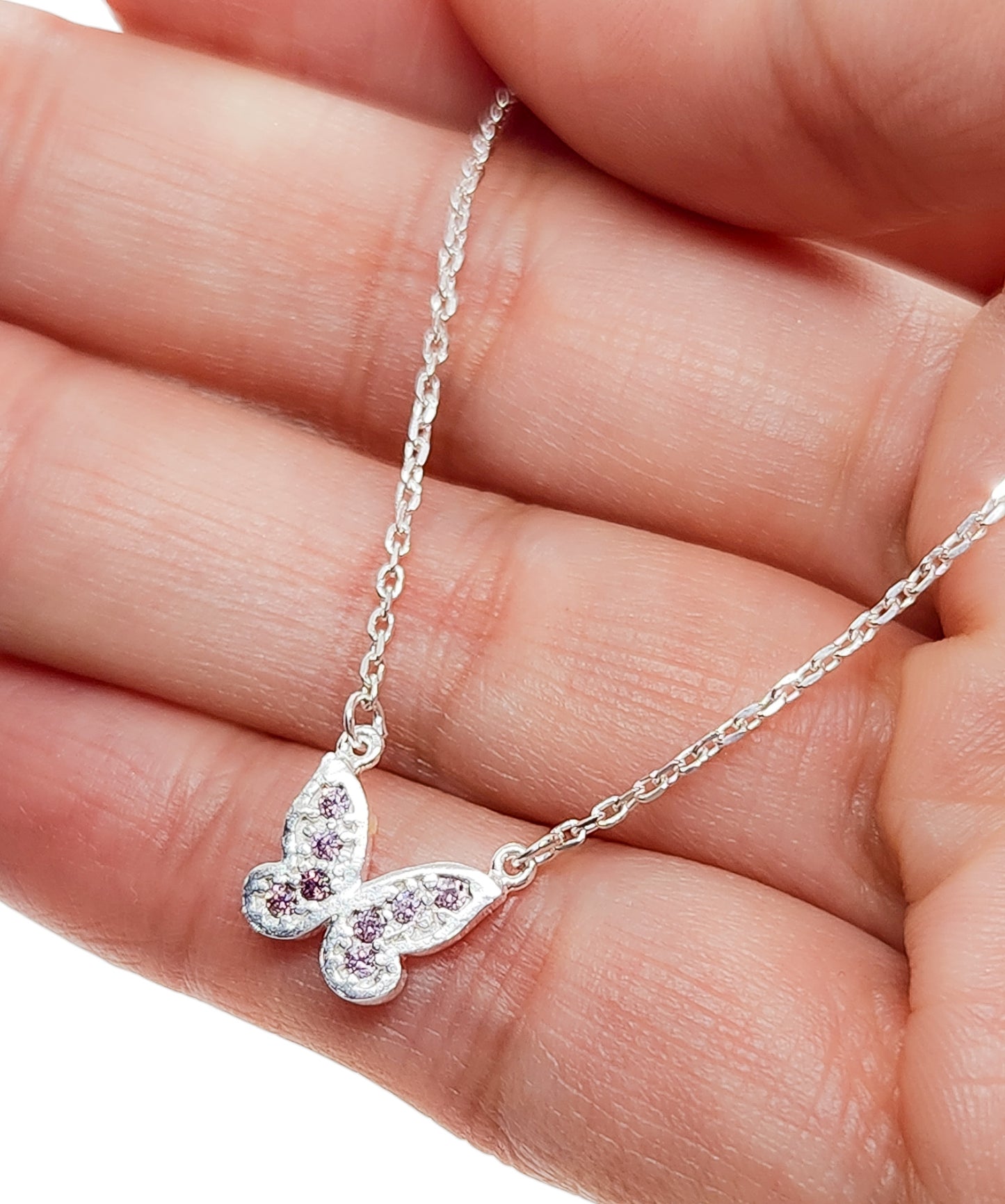 Gargantilla mariposa lila plata 925