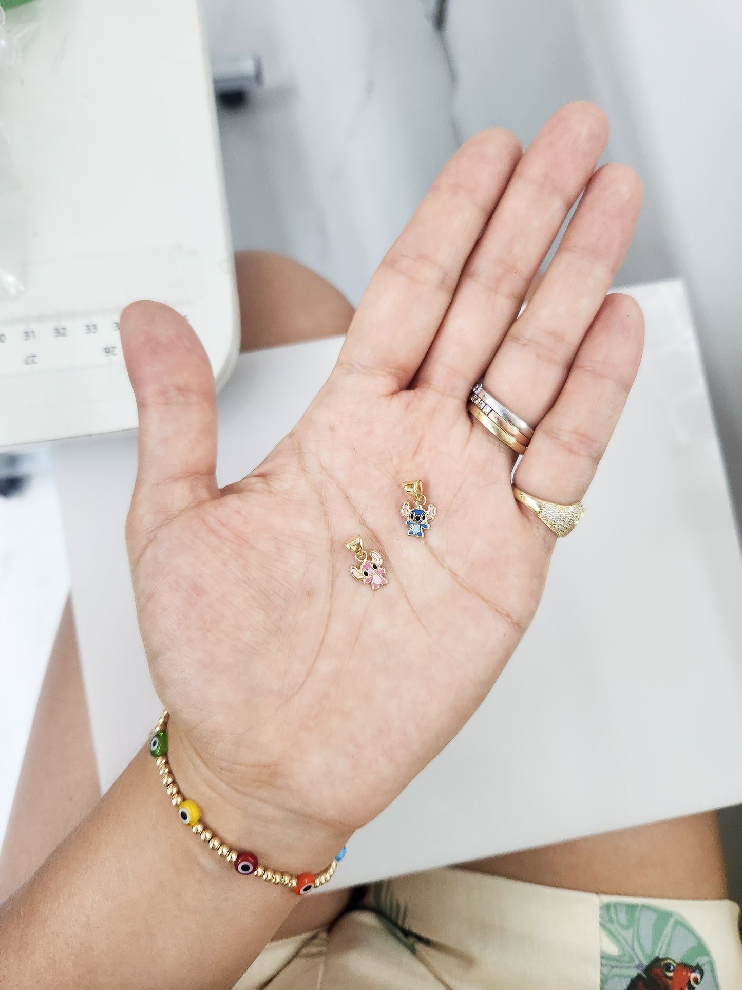 Dije stich azul oro 10k