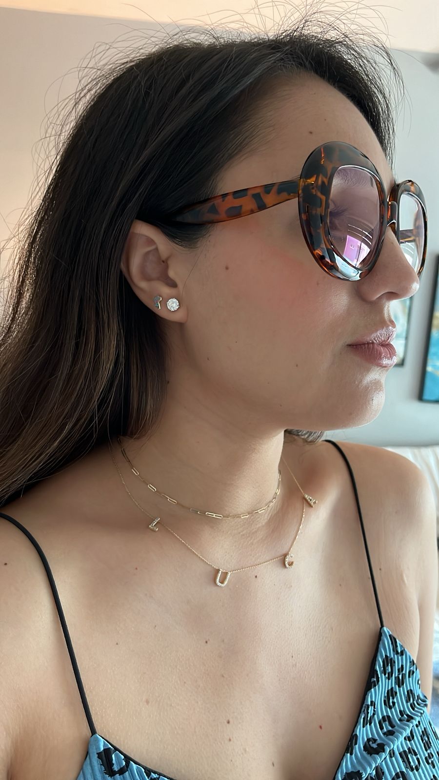 Gargantilla con nombre abecedario personalizado zirconias oro 10k DORADO