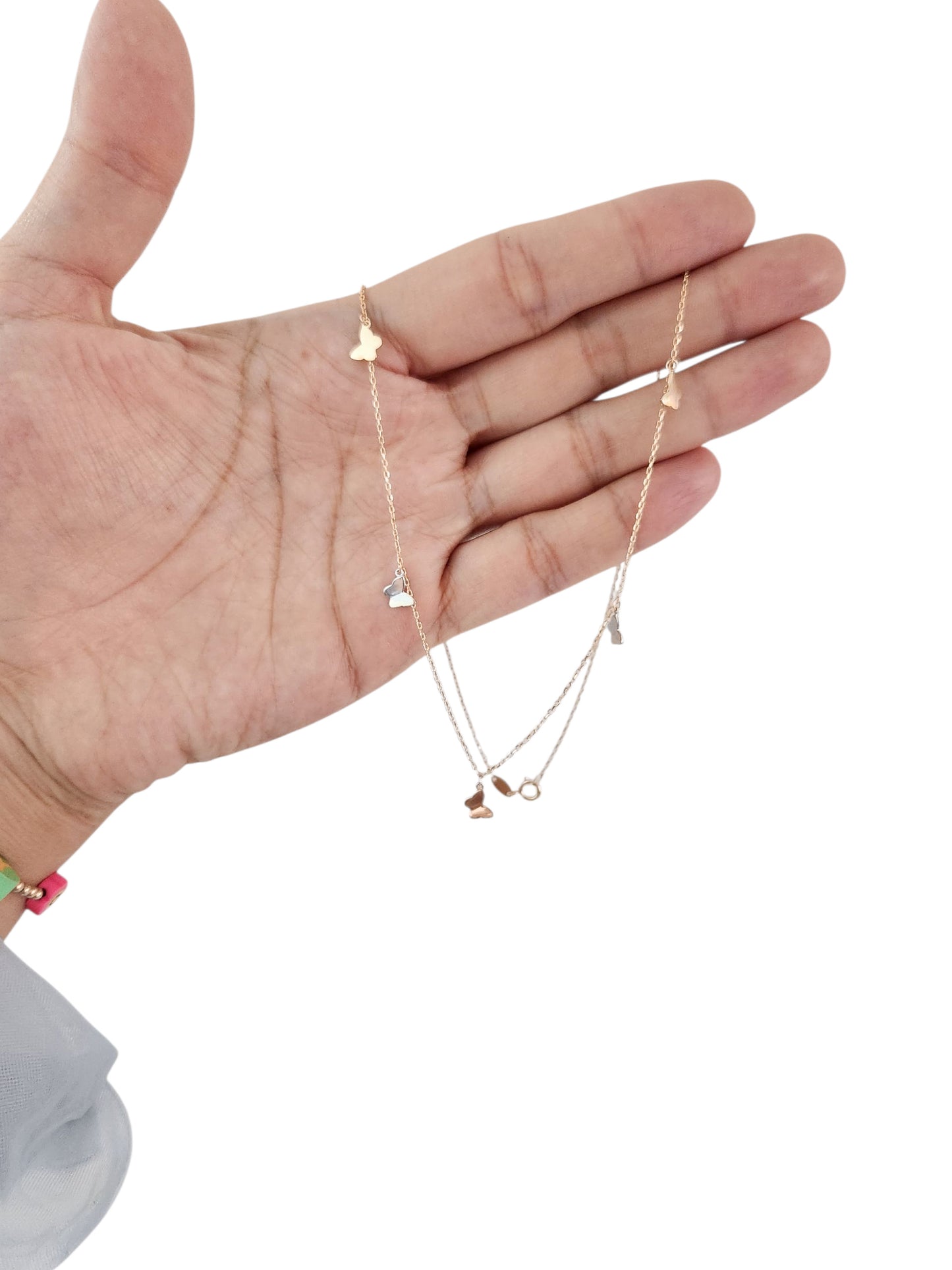 Gargantilla mariposa 3 oros oro 10k