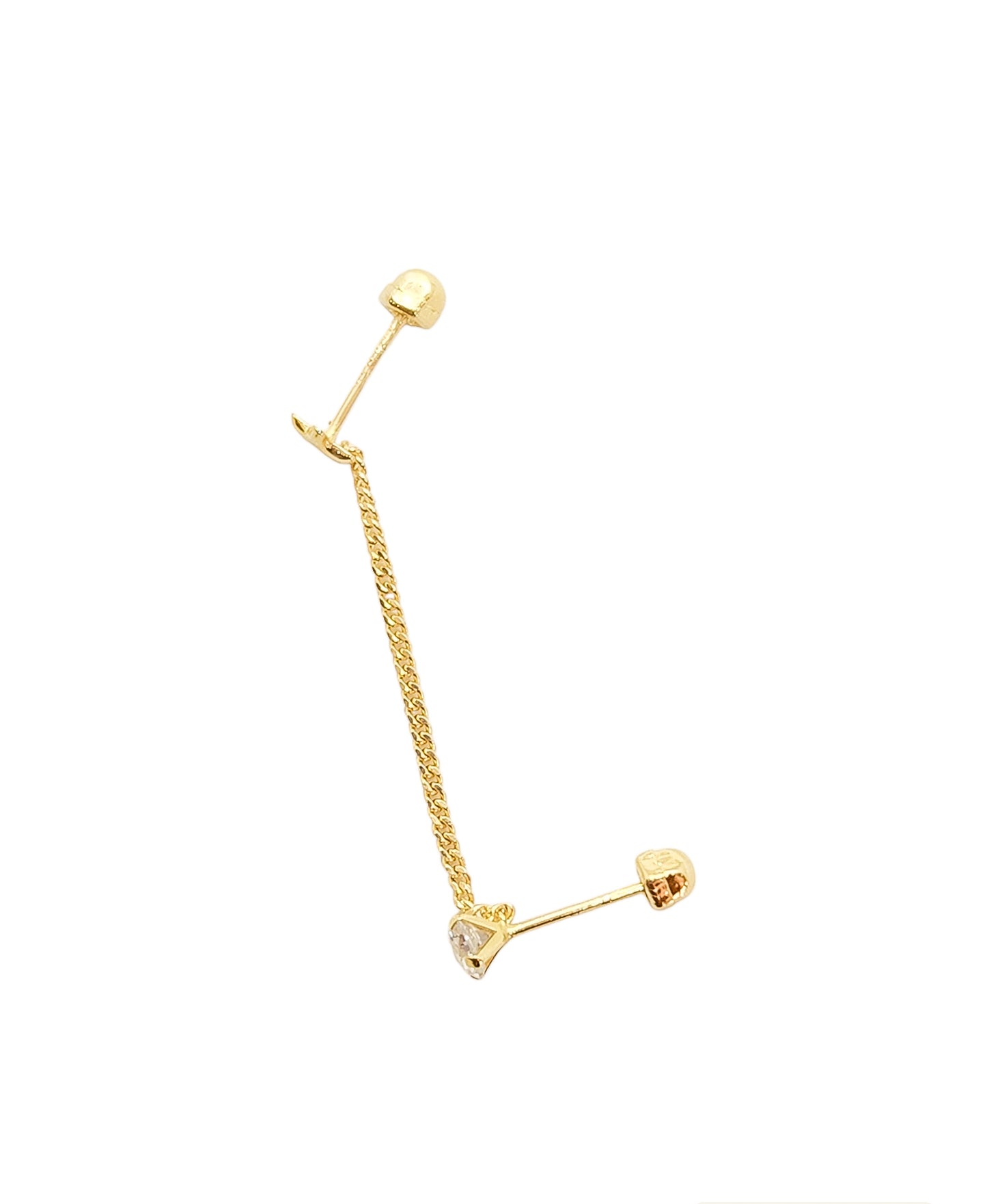 Pieza broquel de cadenita estrella con zirconia oro 10k