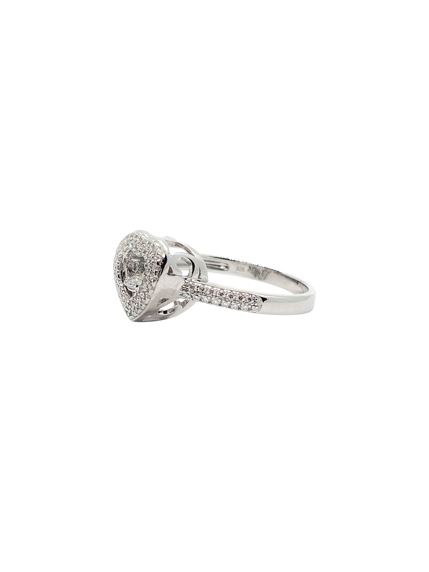 Solitario corazón giratorio plata 925 PREMIUM