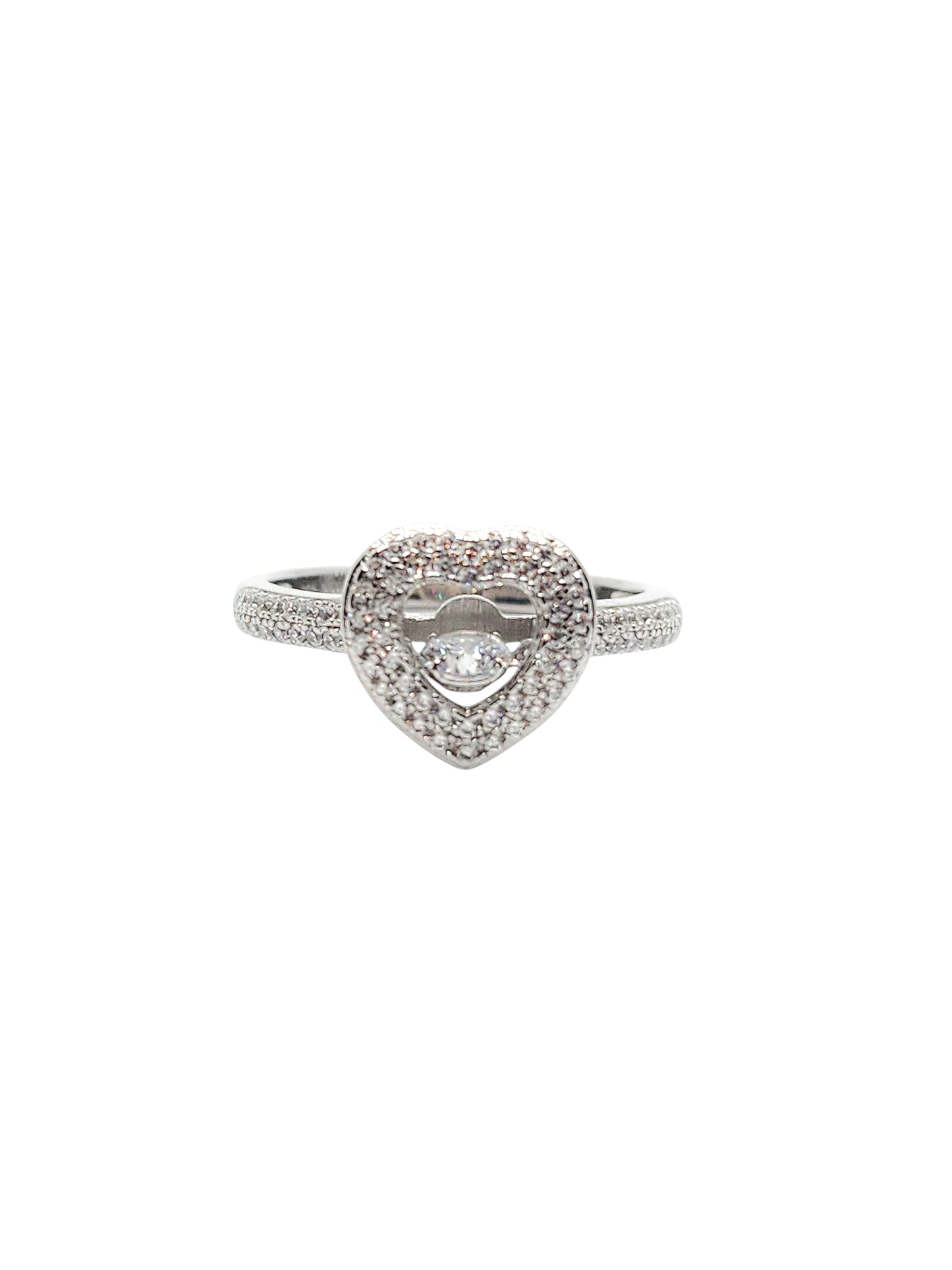 Solitario corazón giratorio plata 925 PREMIUM