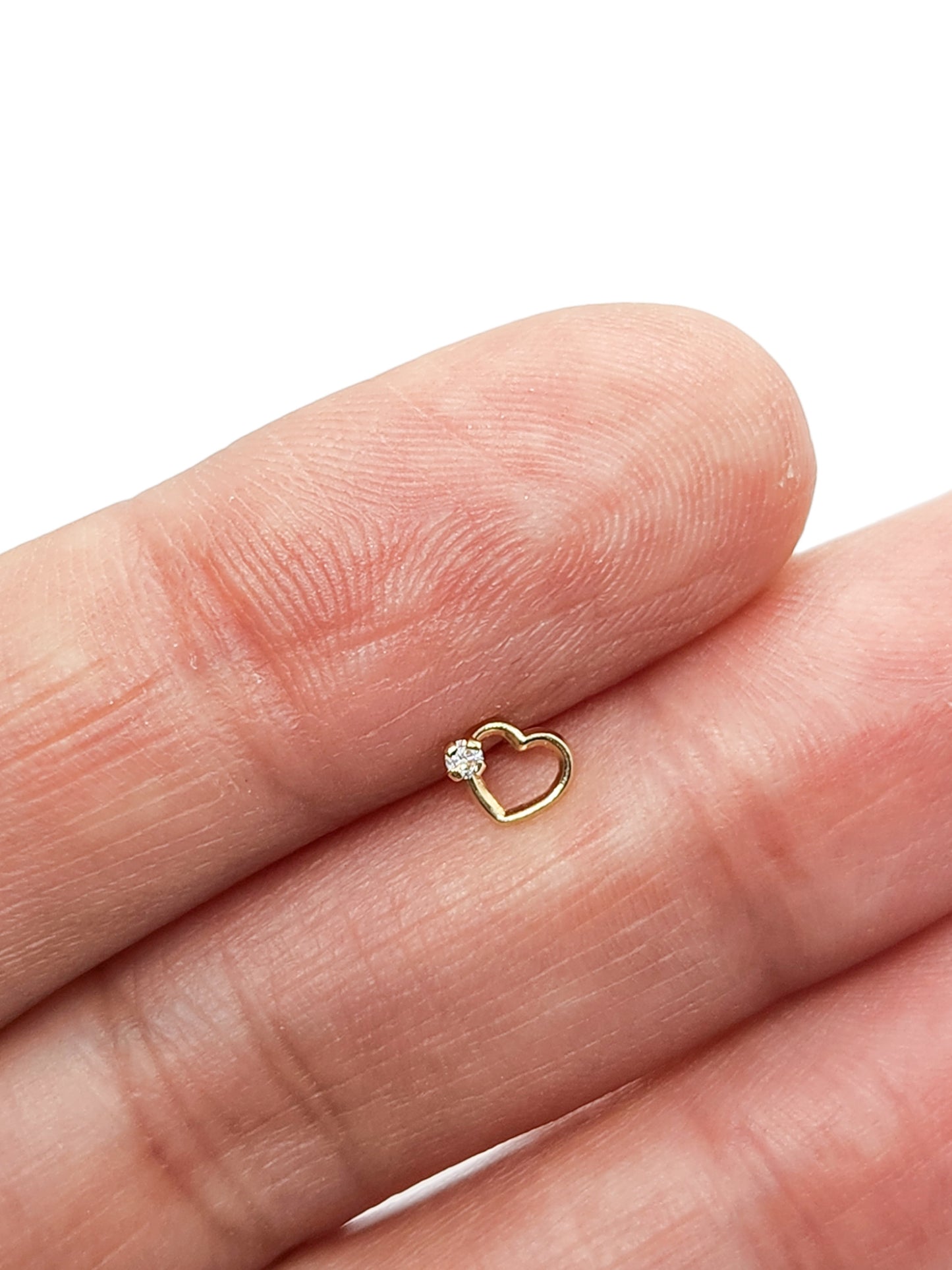 Pieza o Par de Broquel corazón montura zirconia oro 10k DORADO