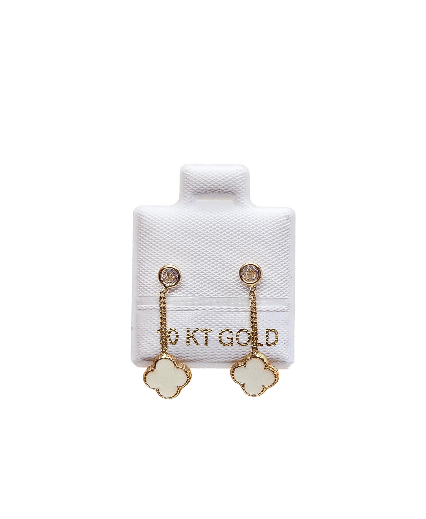 Par o pieza de Broquel Trébol colgante esmalte blanco