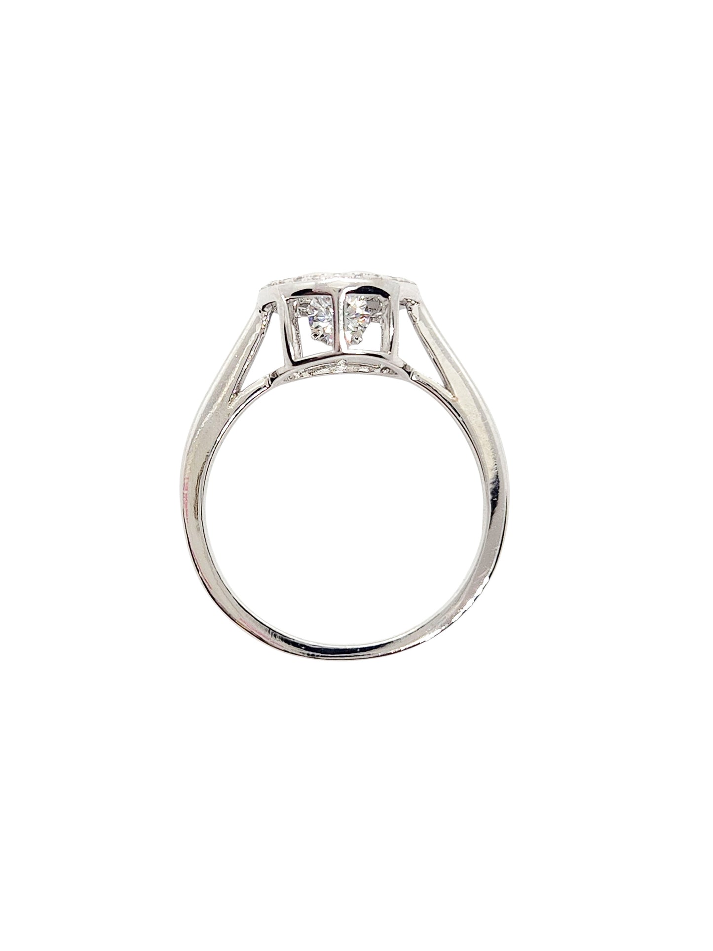 Solitario redondo flor giratorio plata 925 PREMIUM