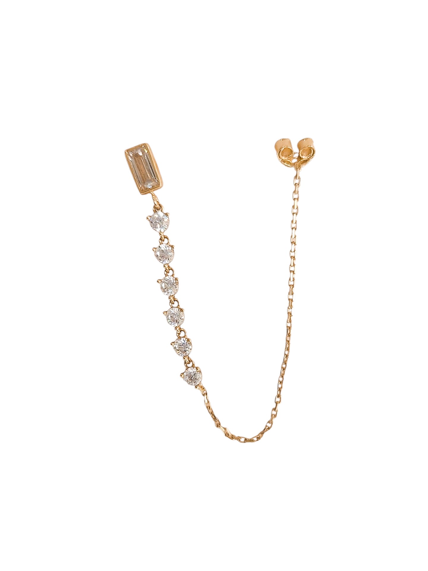 Par o Pieza de arete con cadena y piedras Oro de 10k DORADO