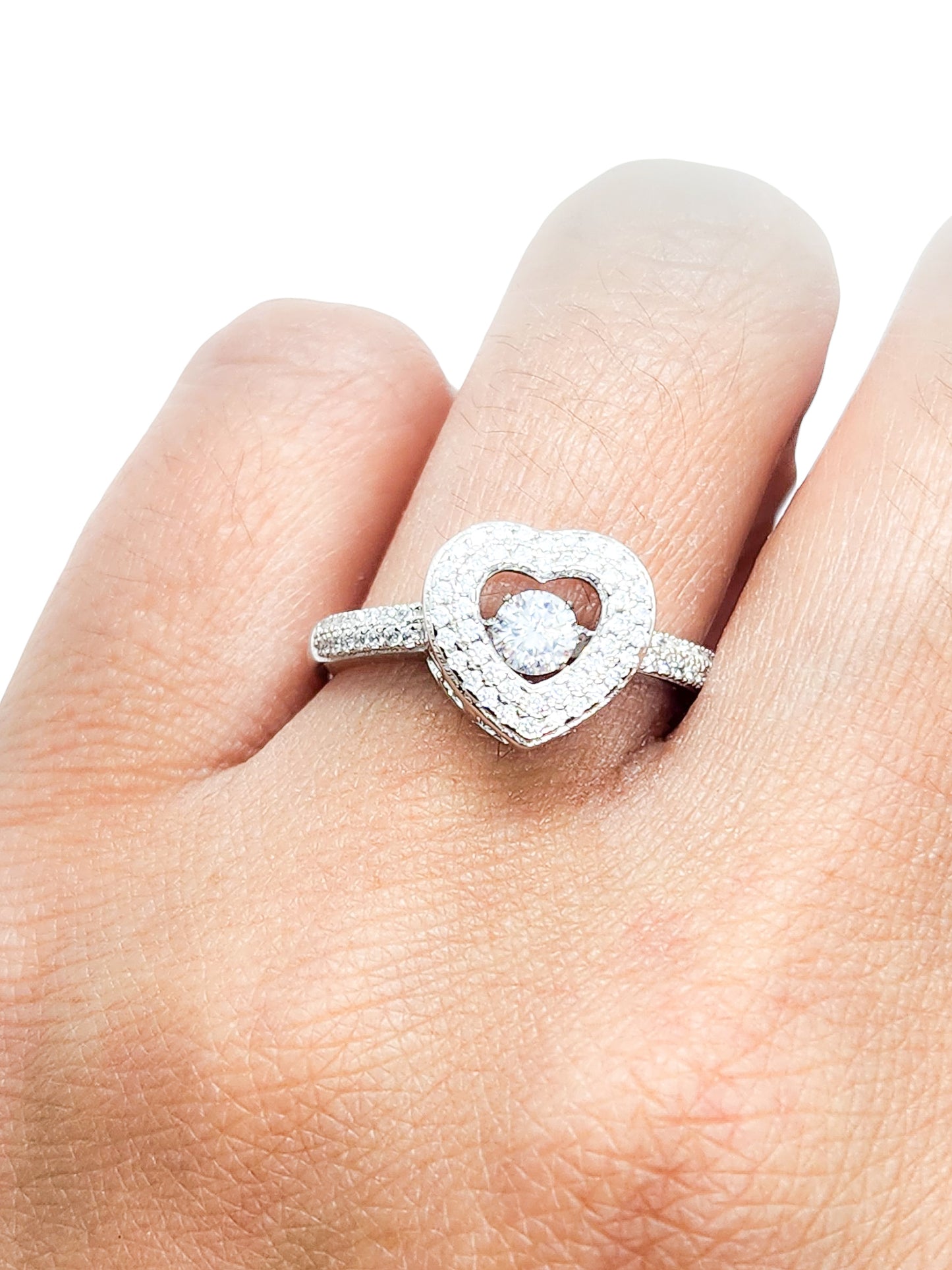 Solitario corazón giratorio plata 925 PREMIUM