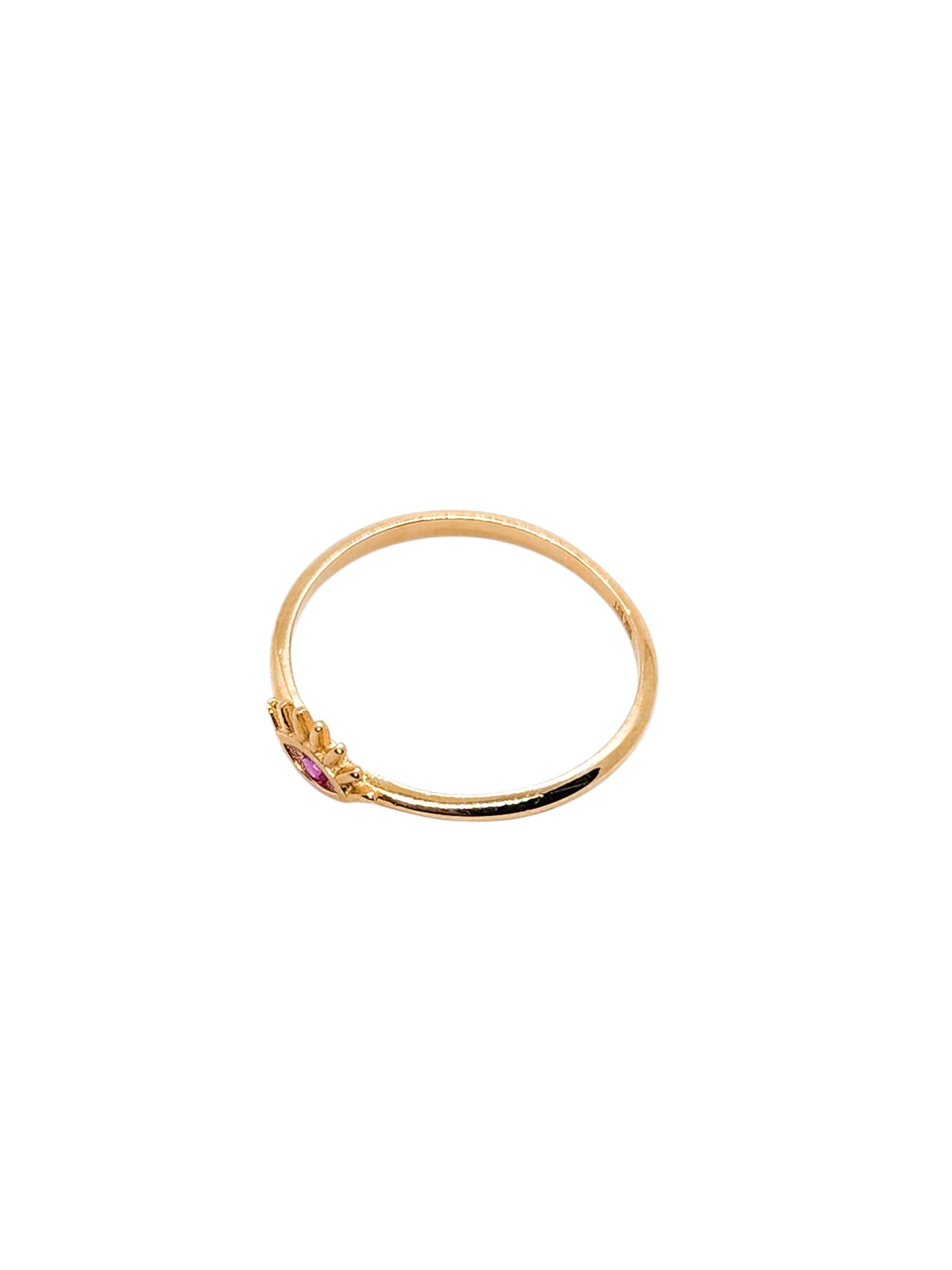 Anillo ojito turco rosa fiucsa en oro 10k
