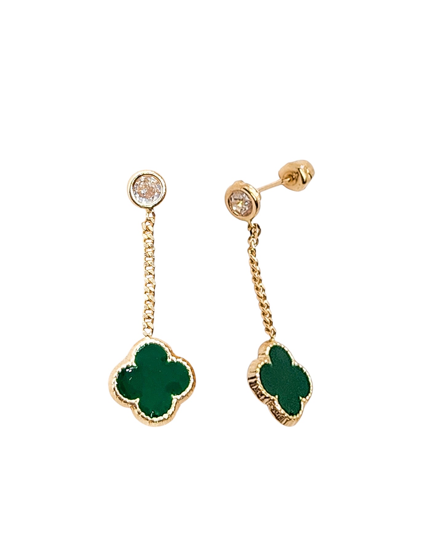 Par o pieza de Broquel Trébol colgante esmalte verde