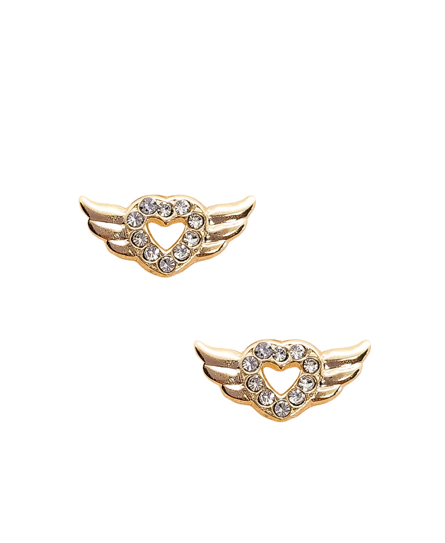 Par o Pieza de Broquel Alas de Angel Corazón Oro 10k DORADO