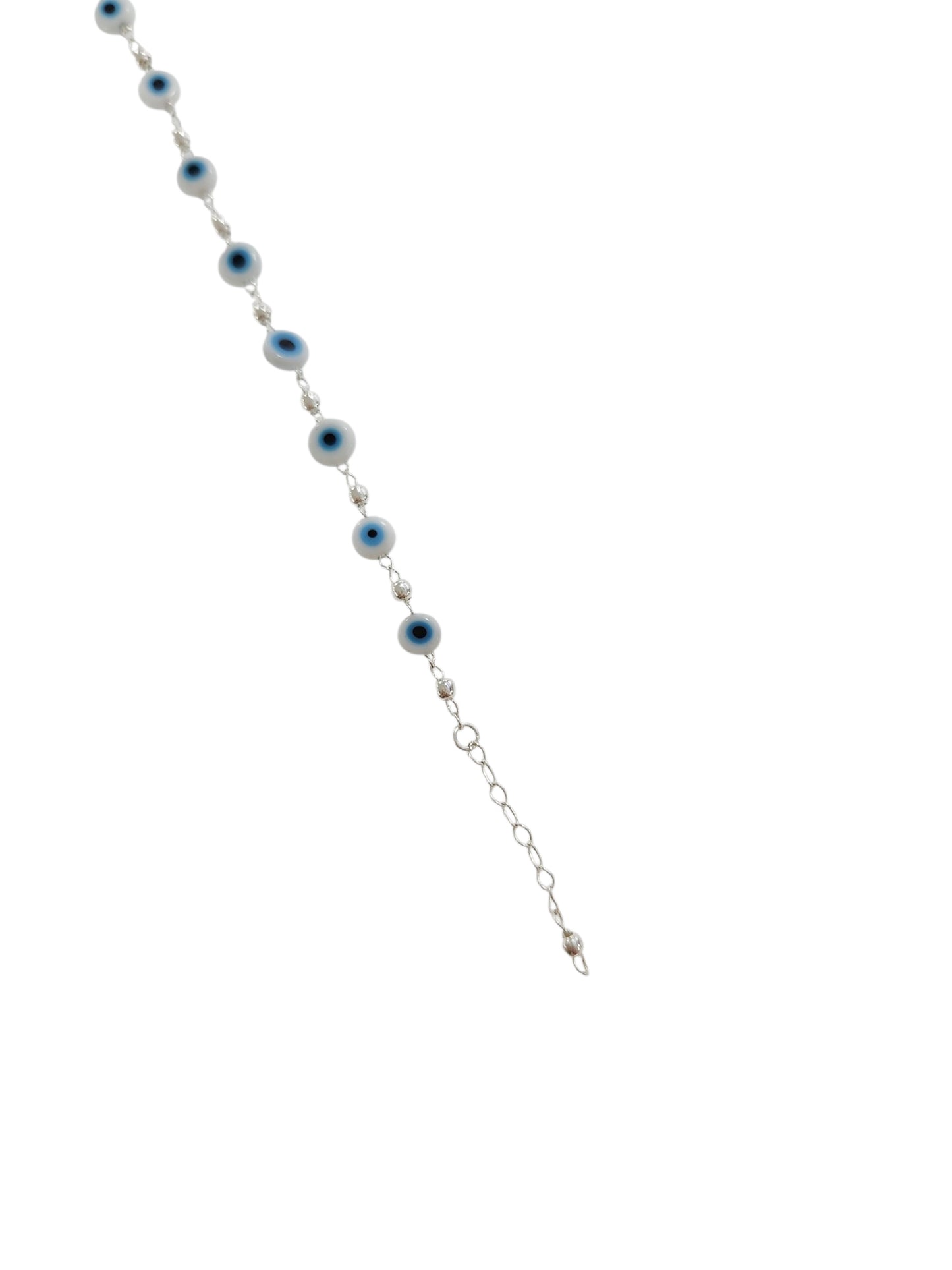 Pulsera ojito turco blanco plata 925
