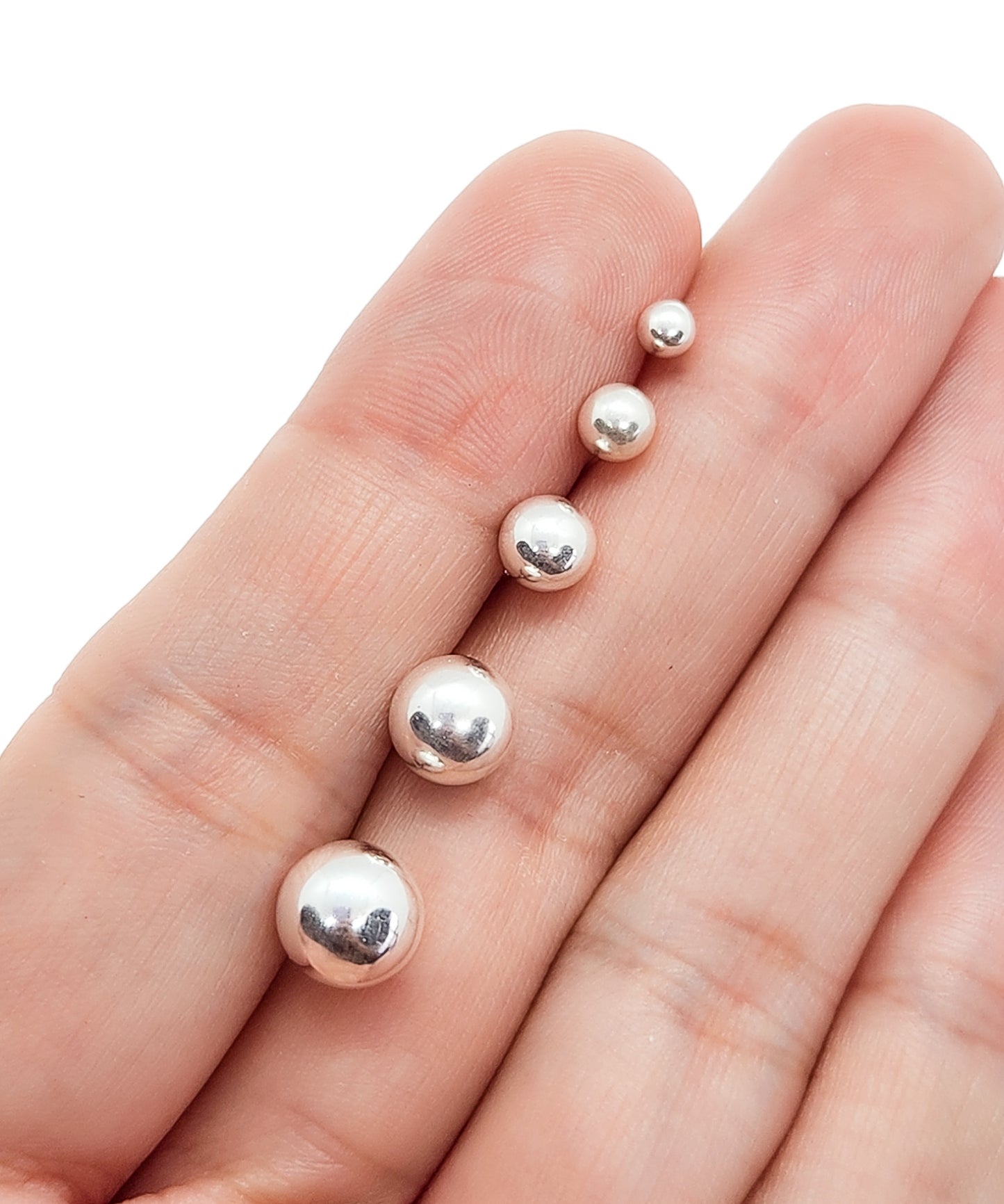 Par de Broquel básico bola liso plata 925