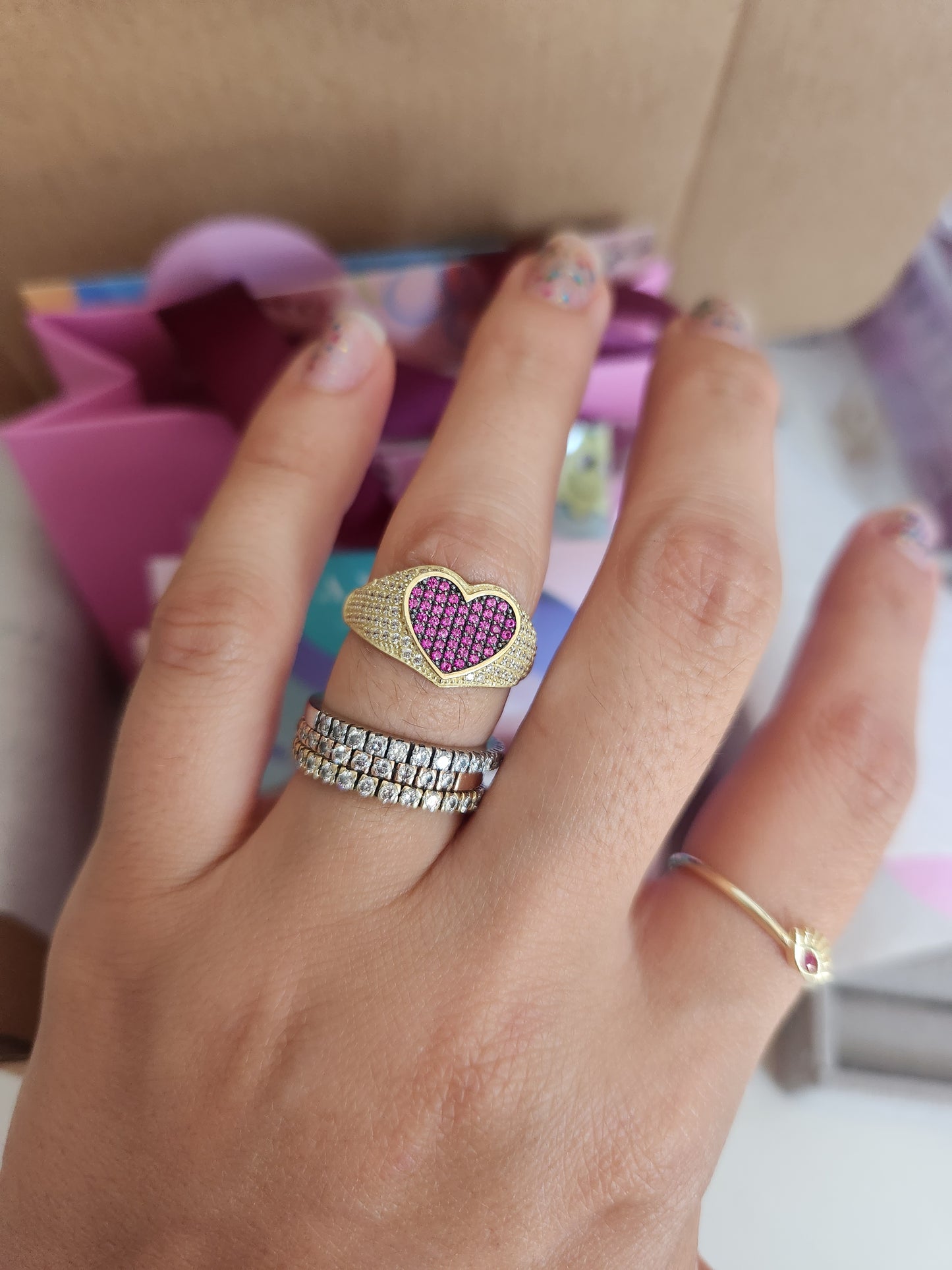 Anillo princesa corazón oro 10k
