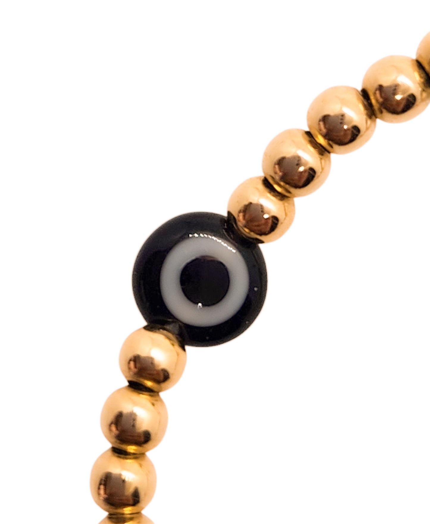Pulsera ojo turco y bolitas BIMETAL (PLATA Y ORO)