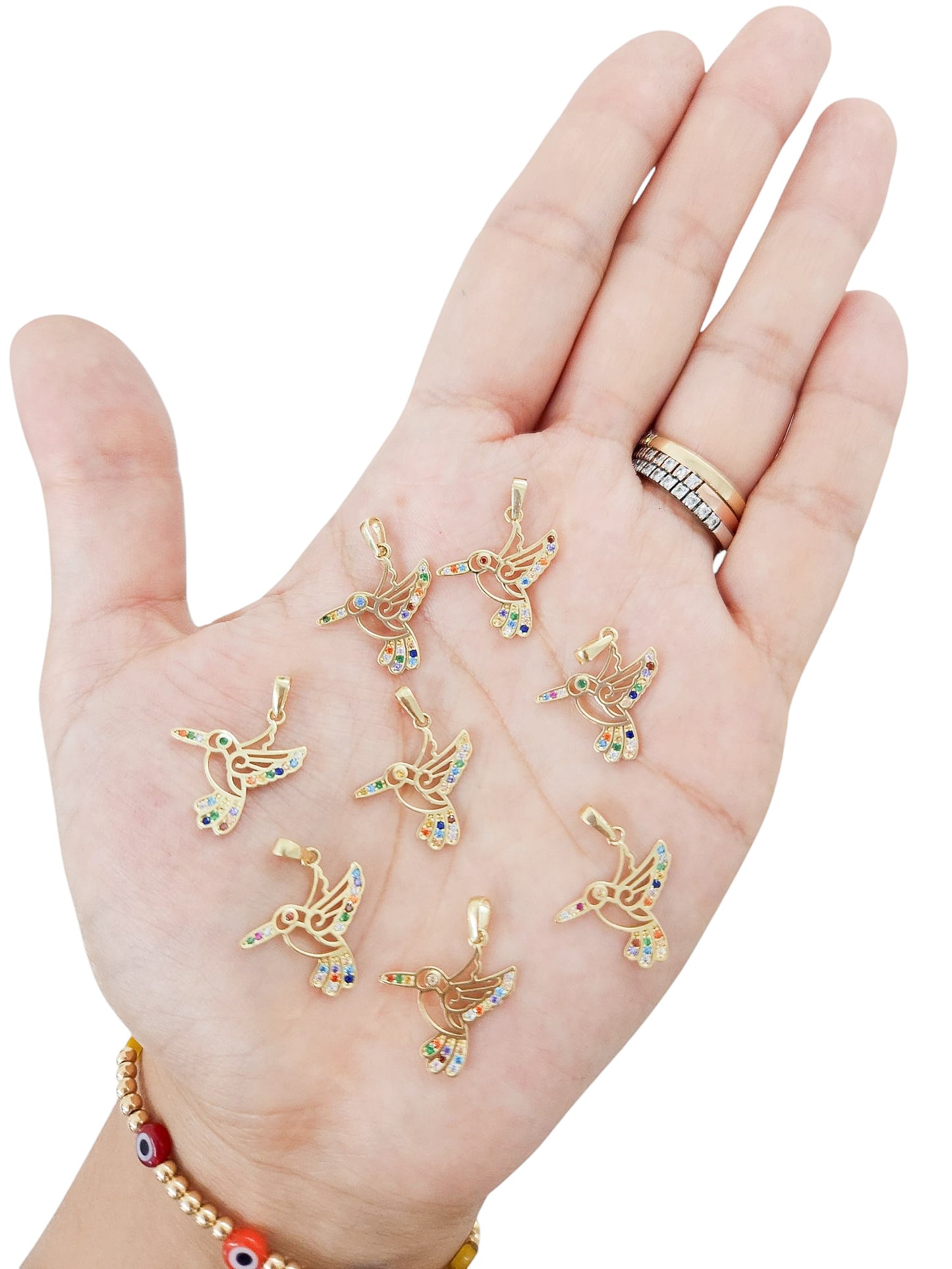 Dije colibrí colores oro 10k