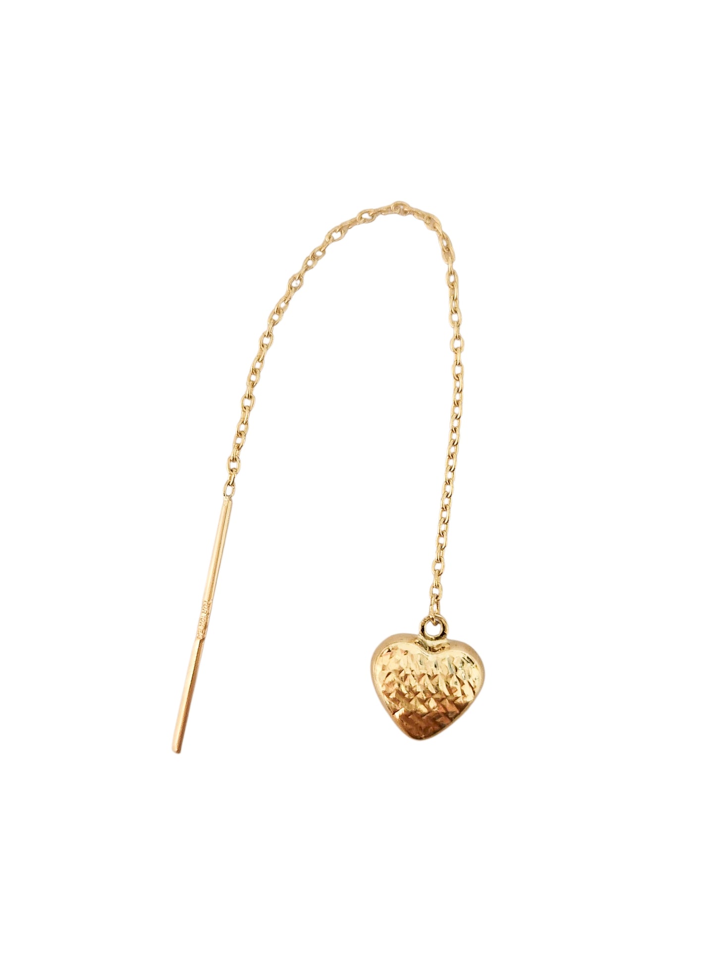 Par o Pieza de arete con cadena corazón Oro de 10k DORADO