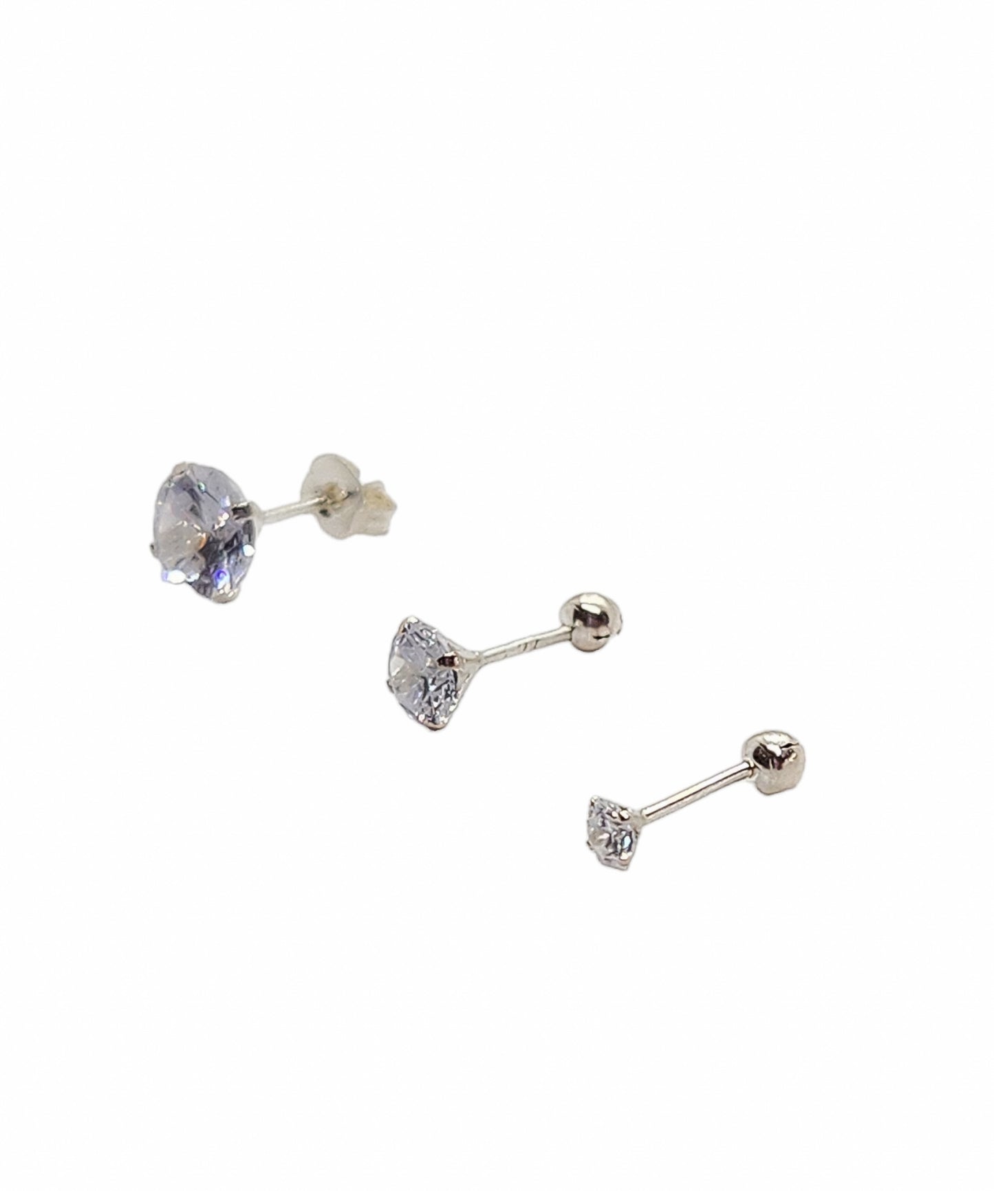Par de Broquel básico circonia piedra blanca