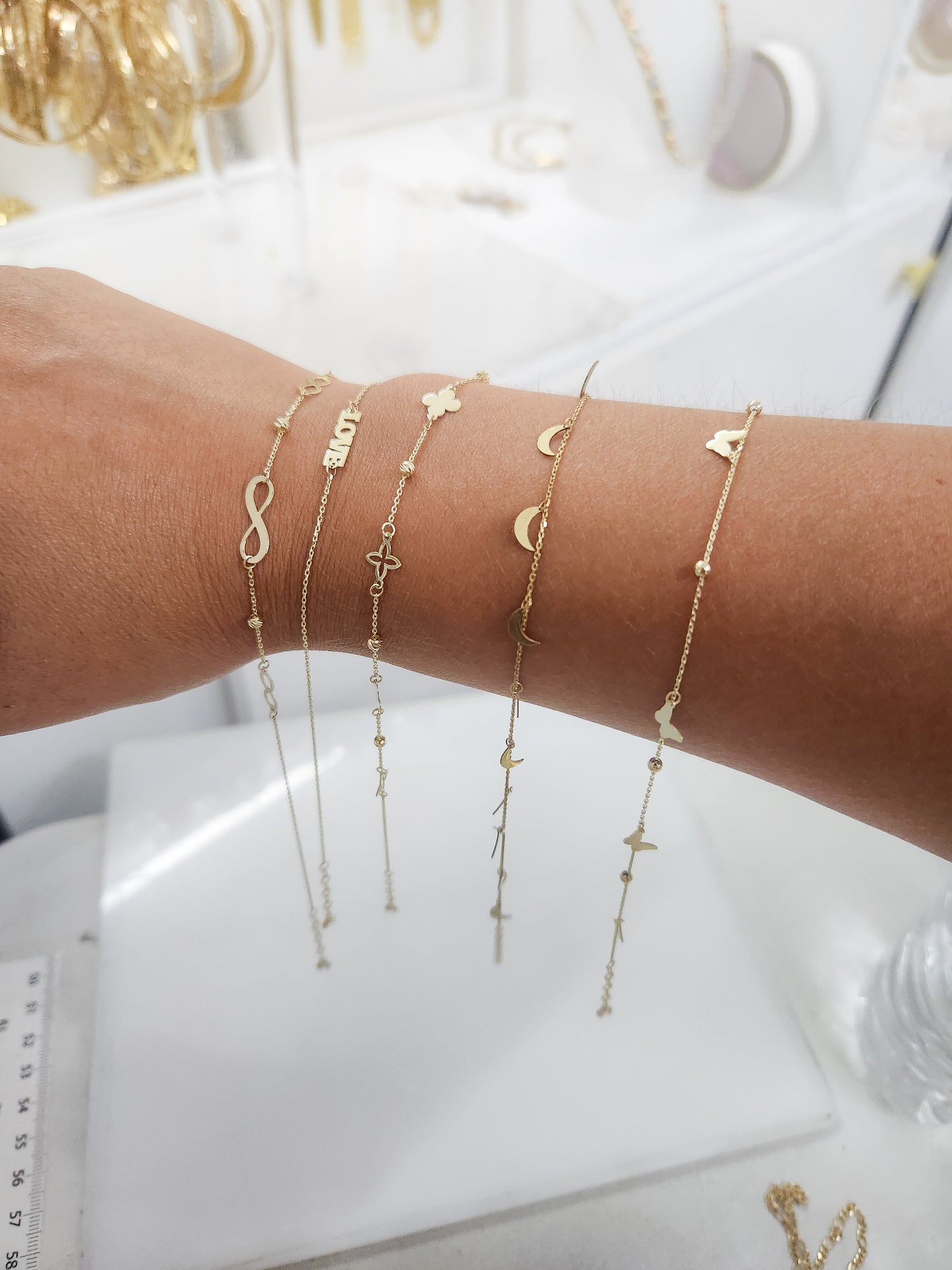 Tobillera LOVE oro 10k