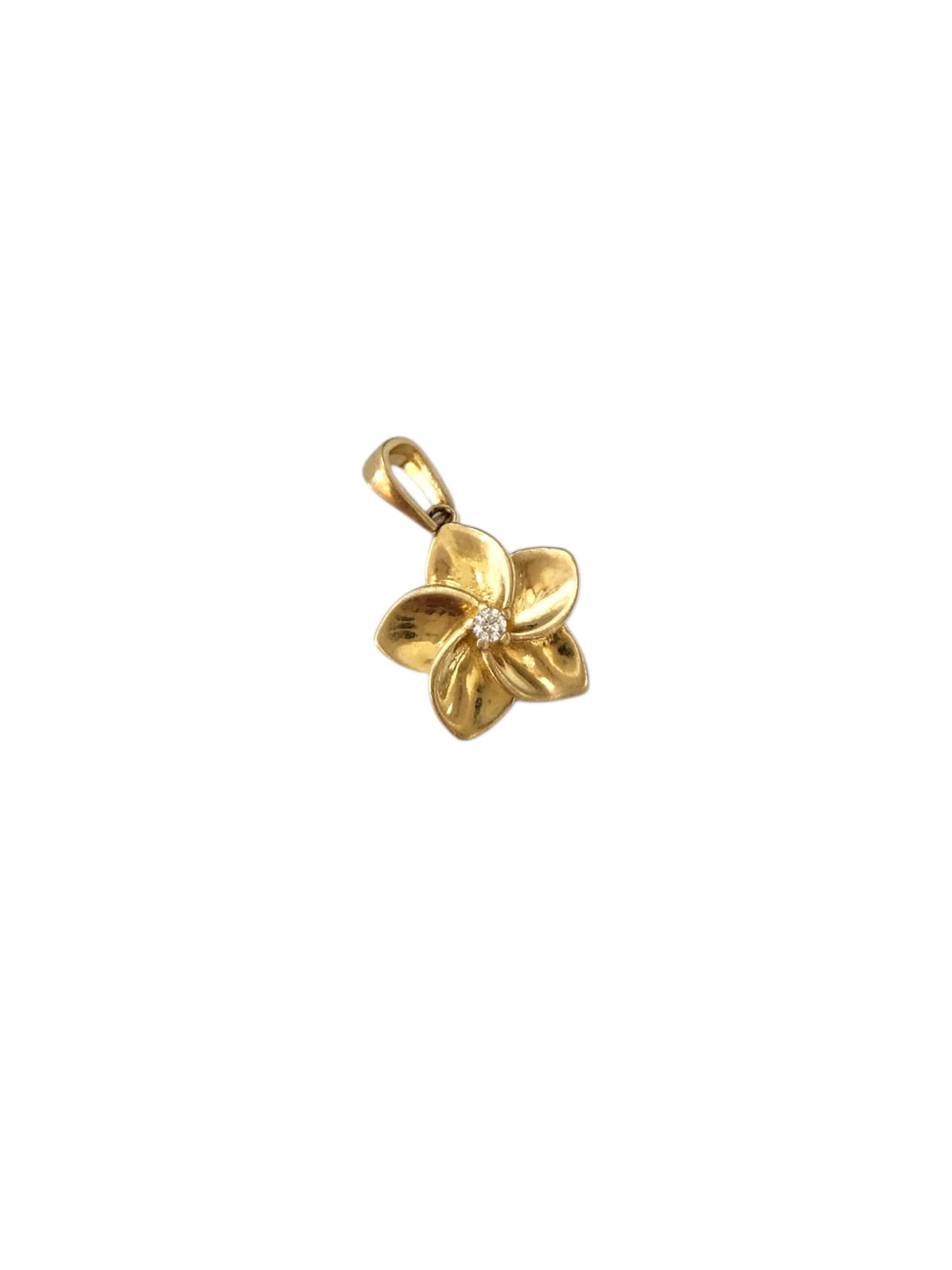 Dije Flor con piedra en el centro ORO 10K