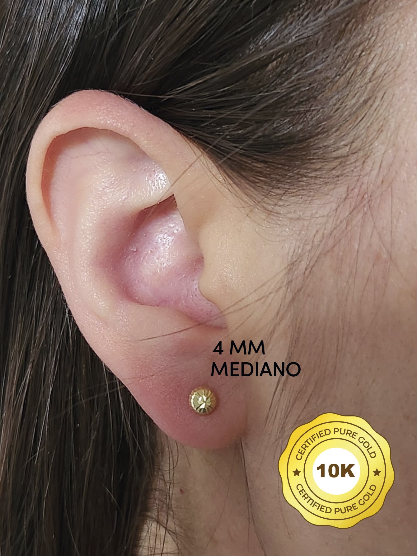 Par de Broquel Hongo facetado básico oro 10k dorado