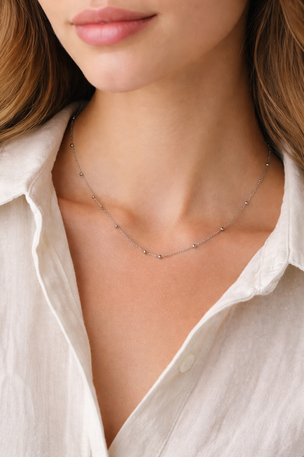 Amaris Cadena con Esferas 1mm de grosor Plata 925