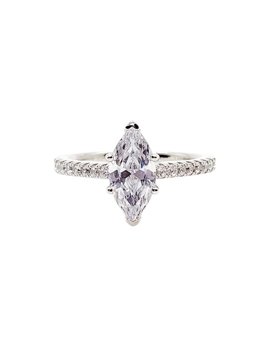 Solitario corte marquisse plata 925 PREMIUM