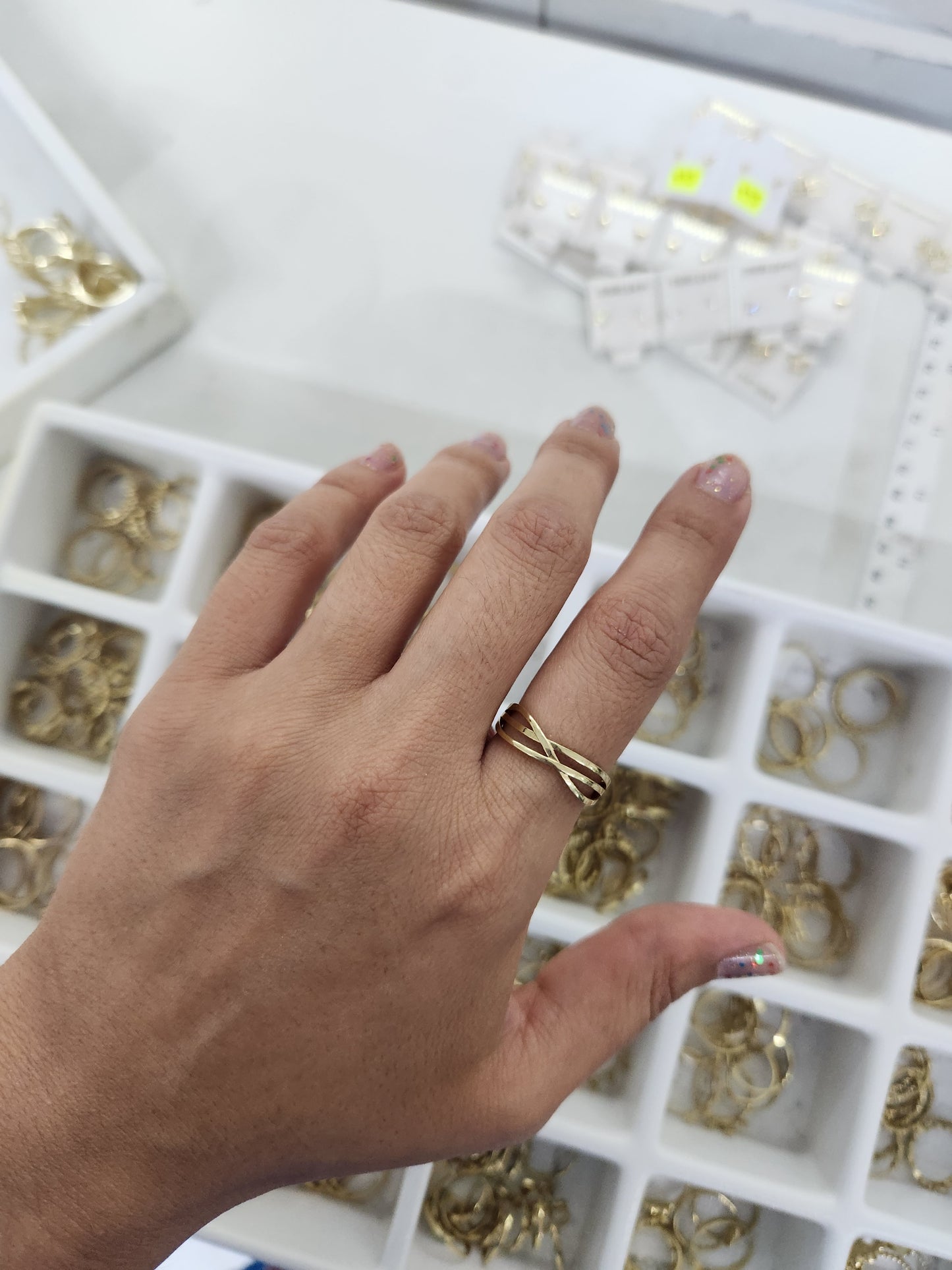 Anillo corazon y lineas oro 10k dorado