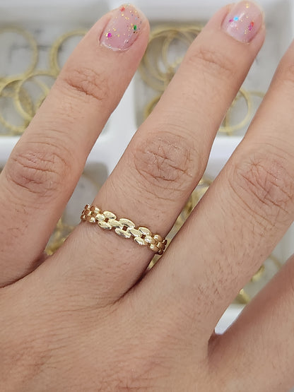 Anillo eslabones oro 10k dorado