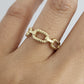 Anillo corazón con piedras y cadenas oro 10k dorado