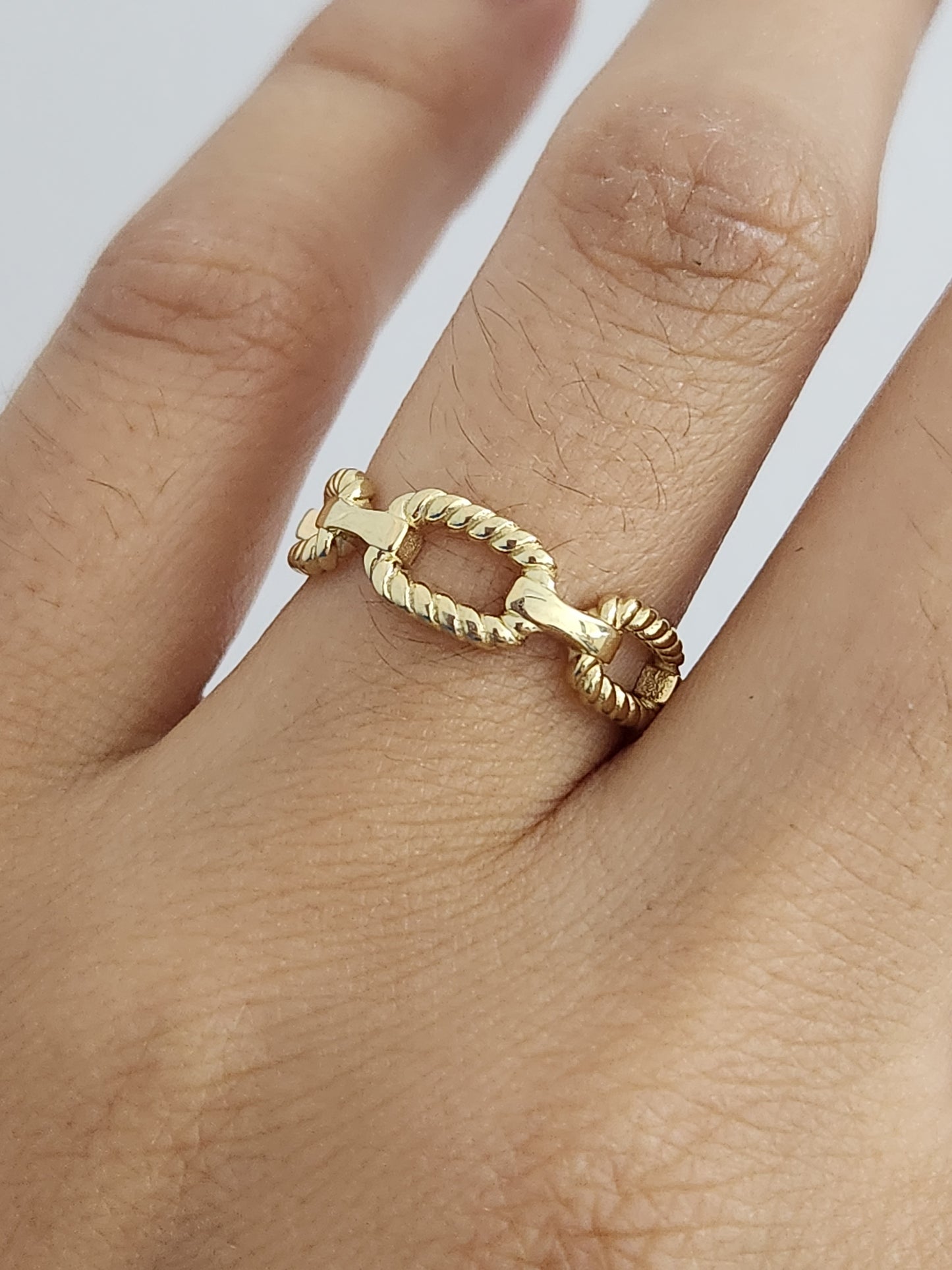 Anillo corazón con piedras y cadenas oro 10k dorado