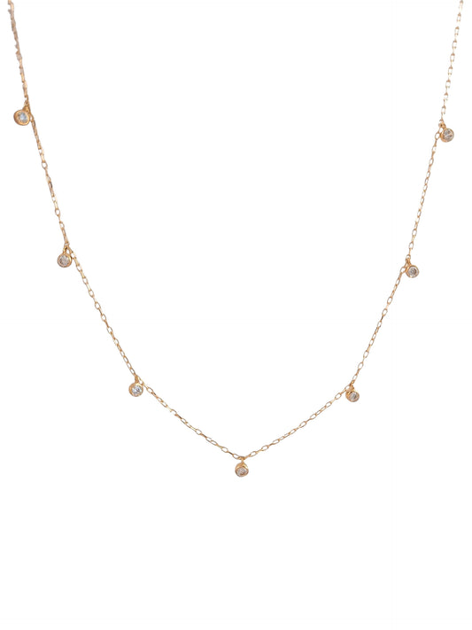 Gargantilla zirconias blancas con bisel oro 10k