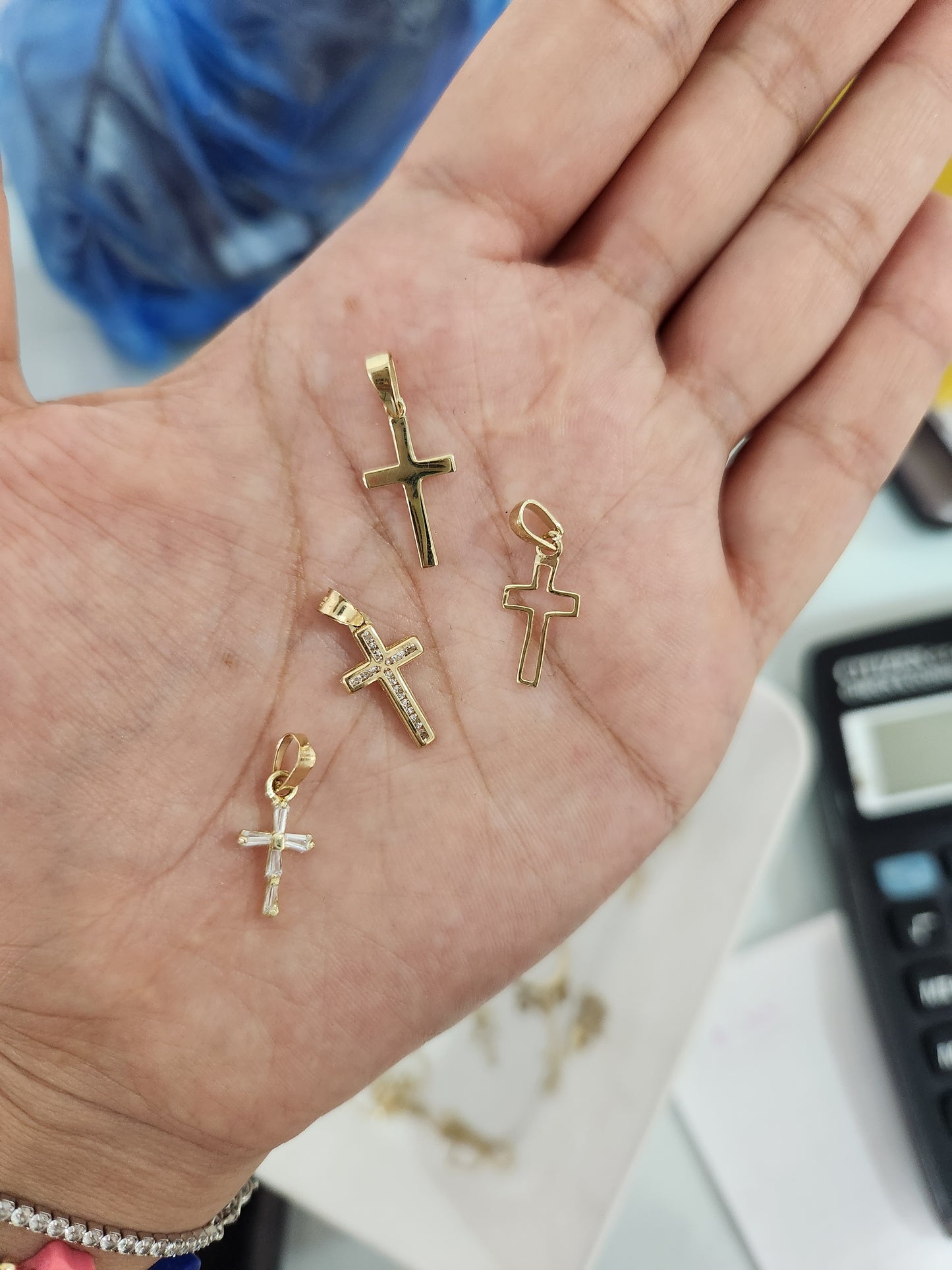 Dije cruz mini plana oro 10k