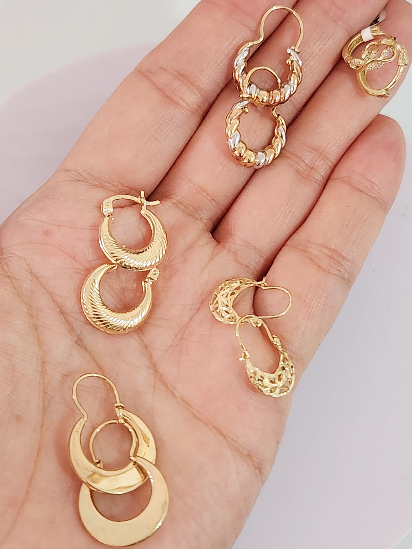 Arracadas estilo canasta planos oro 10k