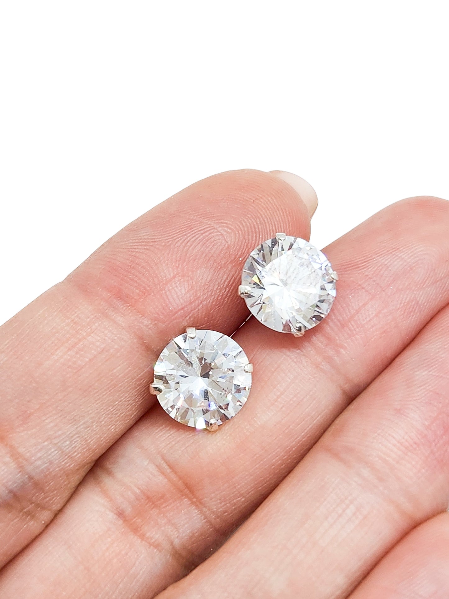 Par de aretes redondo XL 10mm plata 925