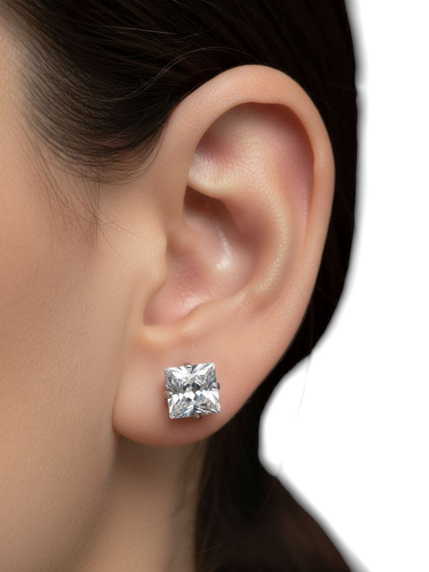 Par de aretes cuadrado XL 8mm plata 925