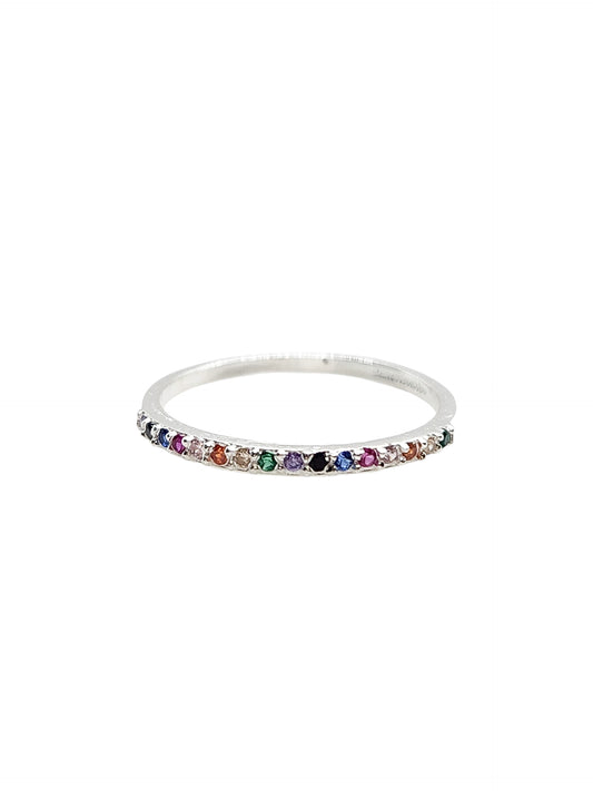 Anillo media churumbela colores plata 925