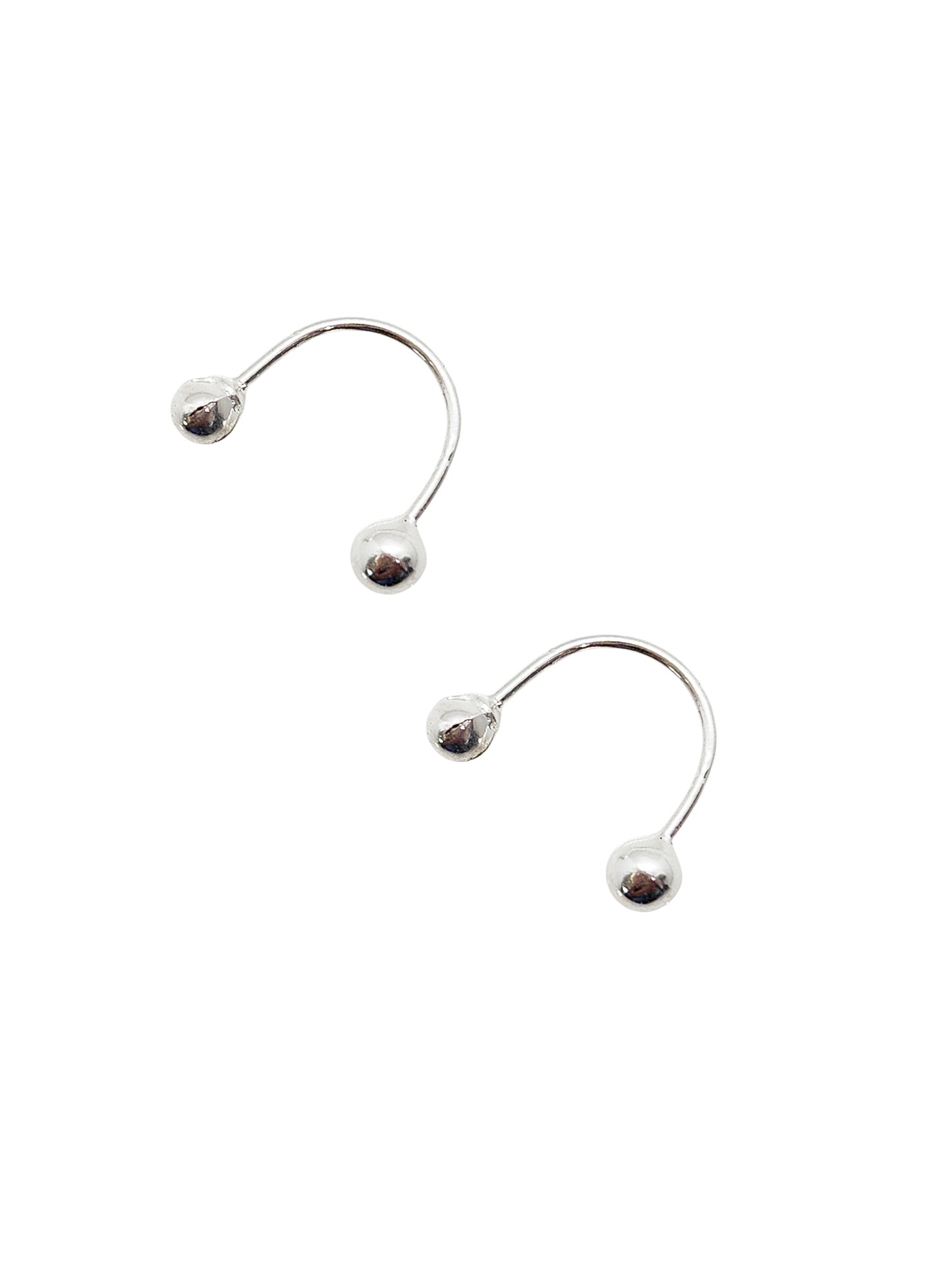 Pendiente Curvo con esfera lisa PLATA 925