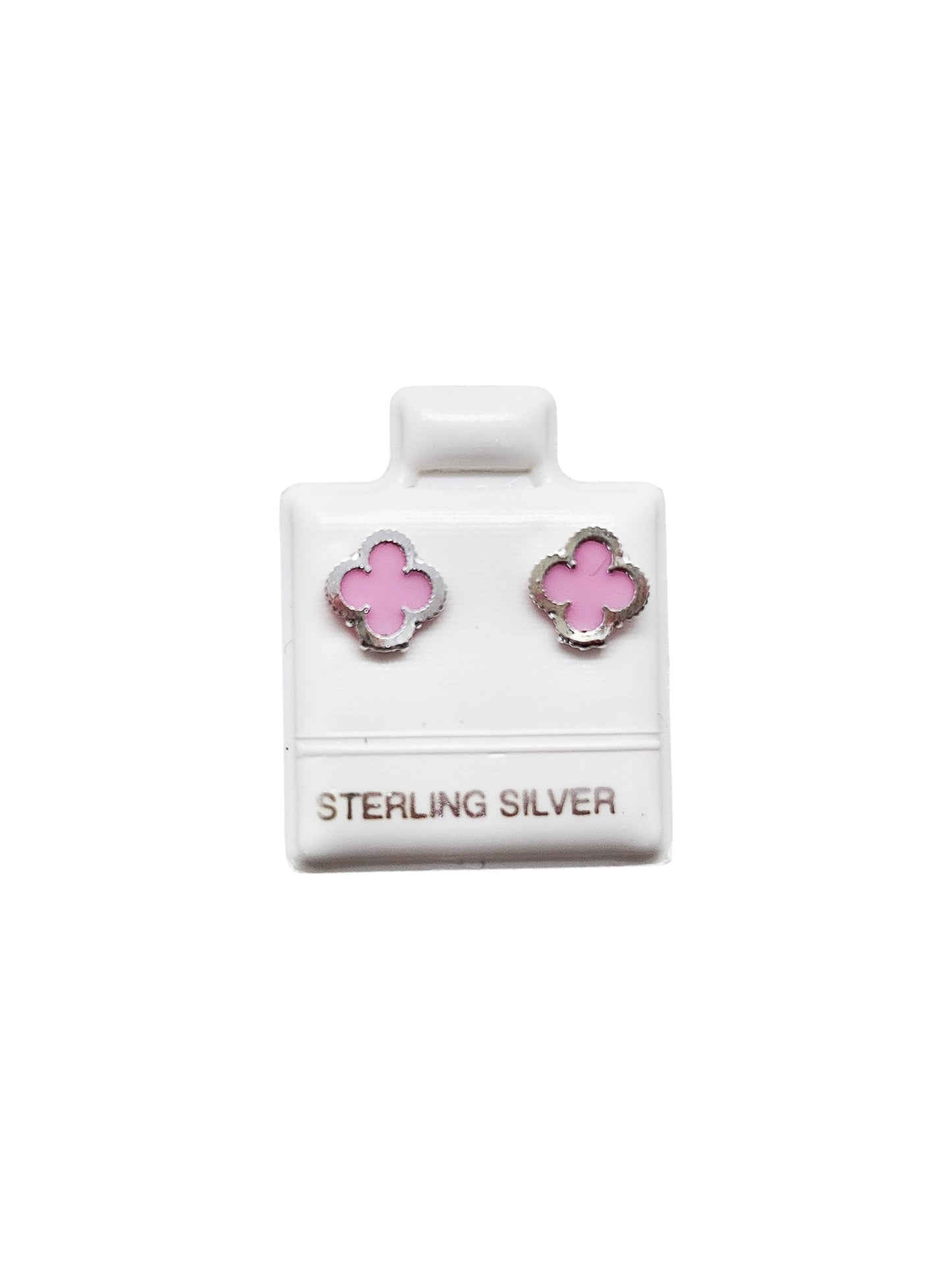 Pendientes Trebol color rosa plata 925