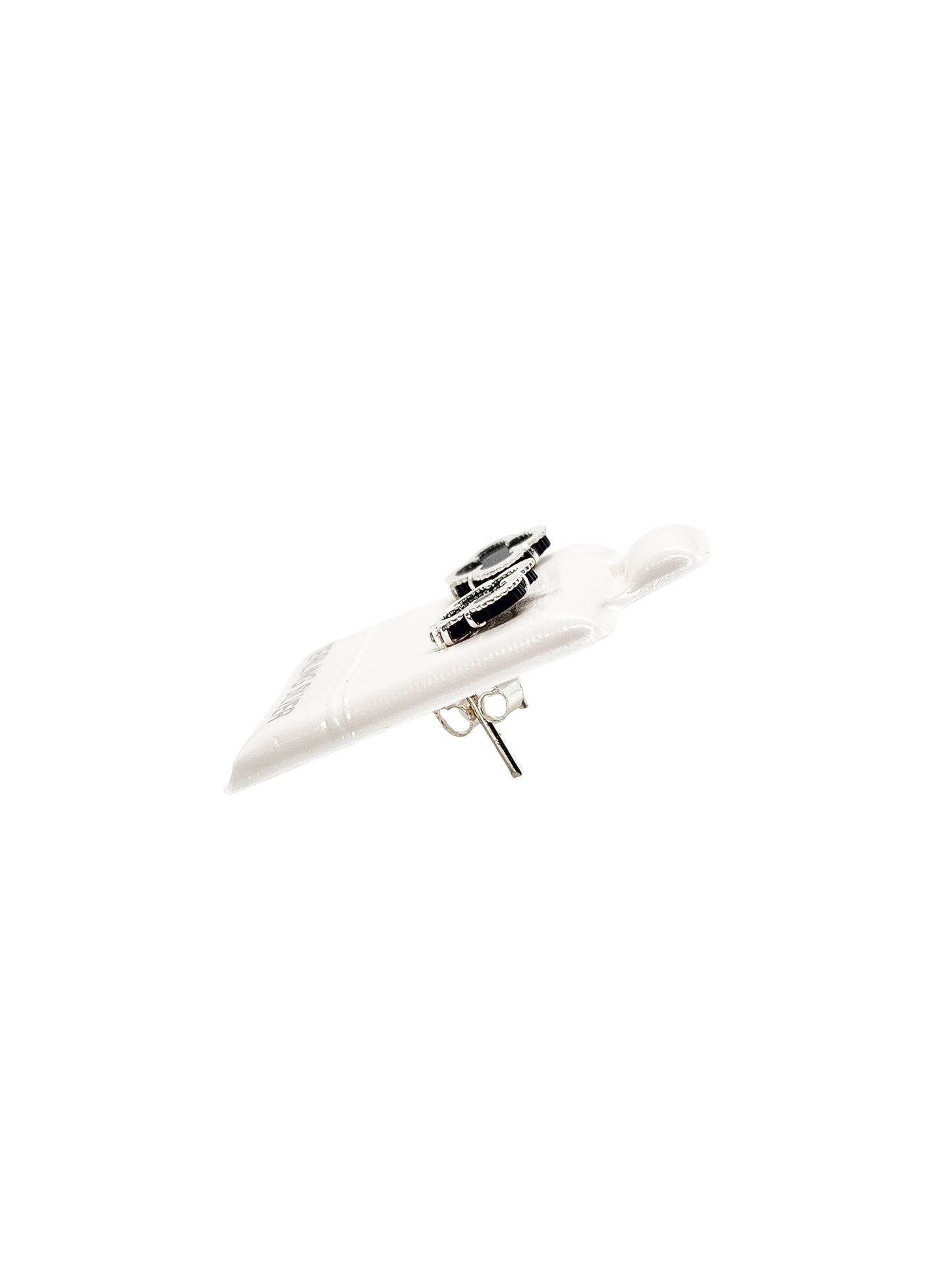 Pendiente trébol color negro Plata 925