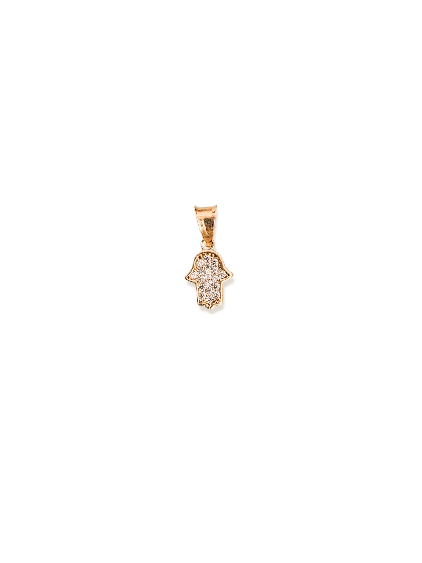 Dije mano de Fatima con zirconias oro 10k