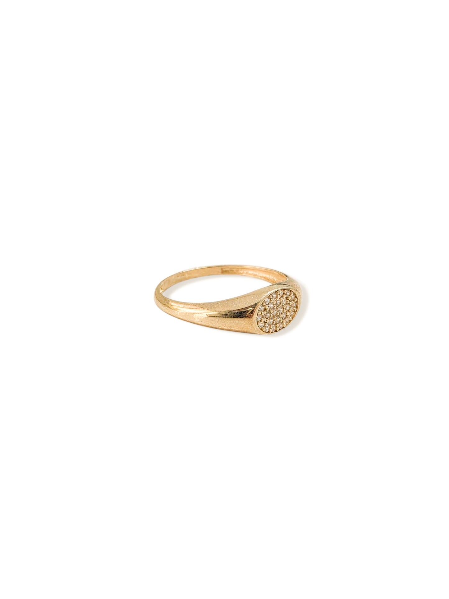 Anillo sello con zirconias blancas ORO 10K