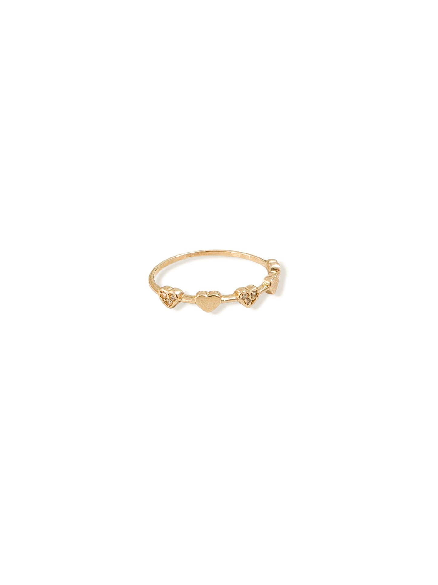 Anillo corazones lisos y con piedras ORO 10K
