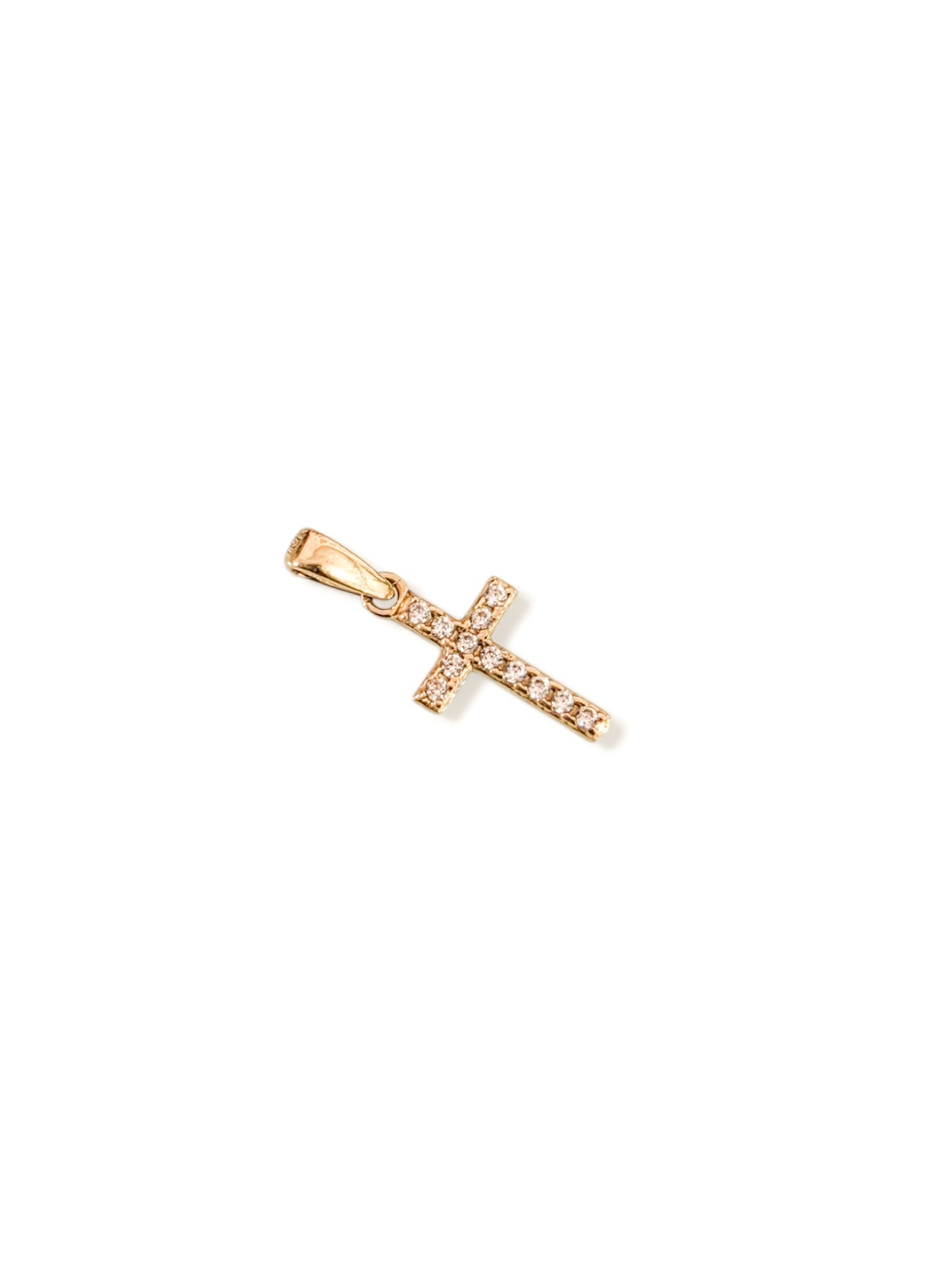 Dije cruz con zirconia blanca oro 10k
