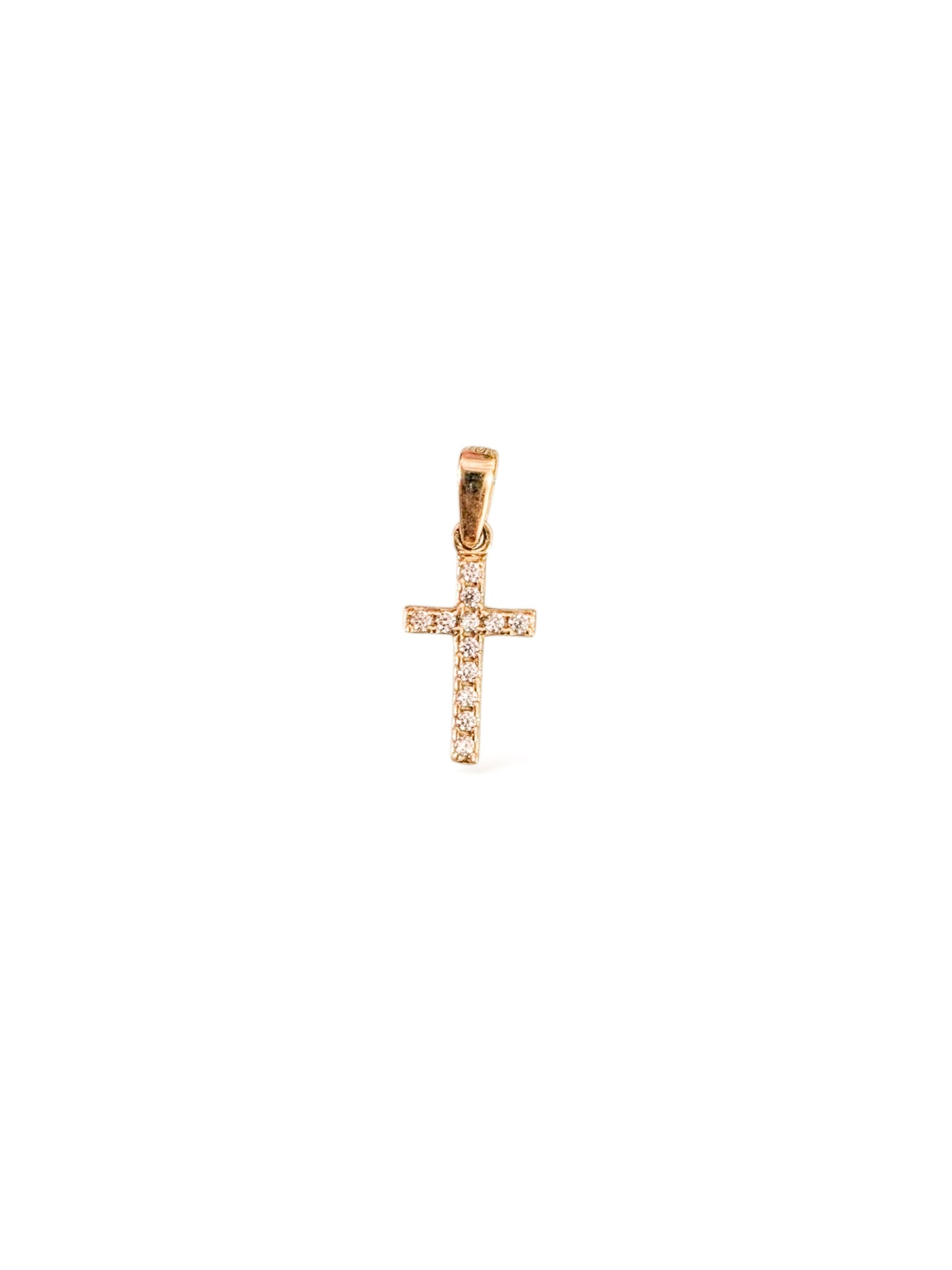 Dije cruz con zirconia blanca oro 10k