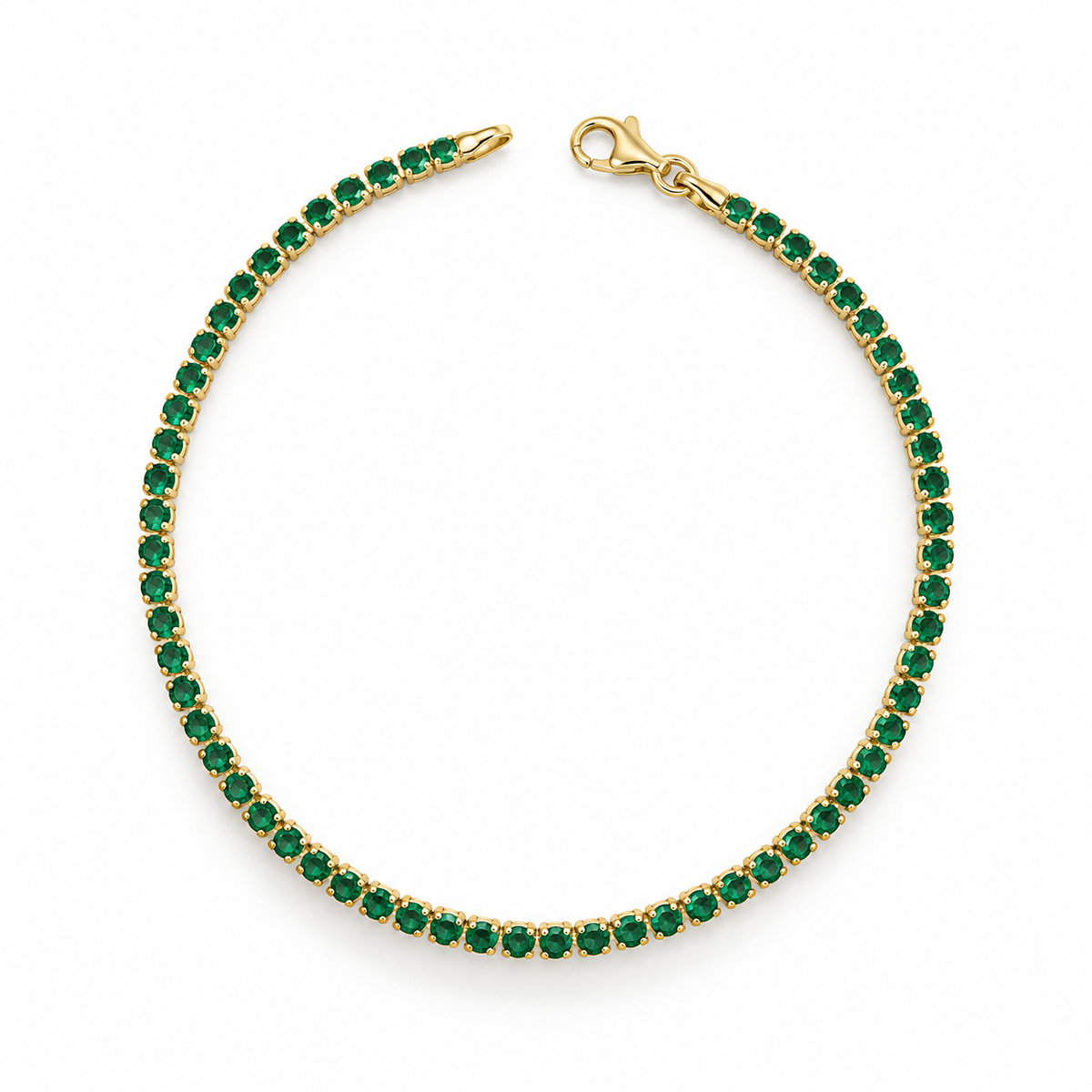 Pulsera tenis zirconia verde oro 10K