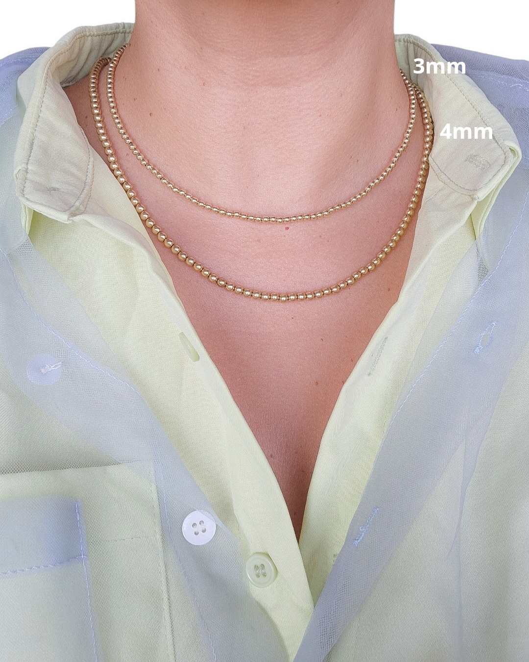 Collar bola BIMETAL DORADA 4mm (PLATA Y ORO)