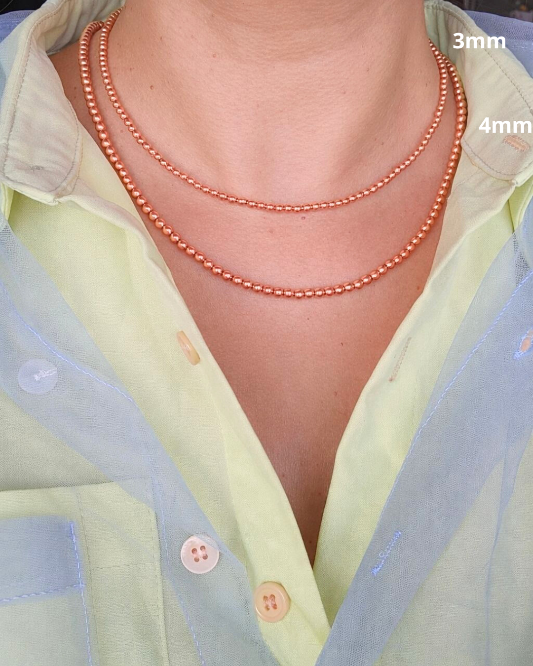 Collar bola BIMETAL ROSA 4mm (PLATA Y ORO)